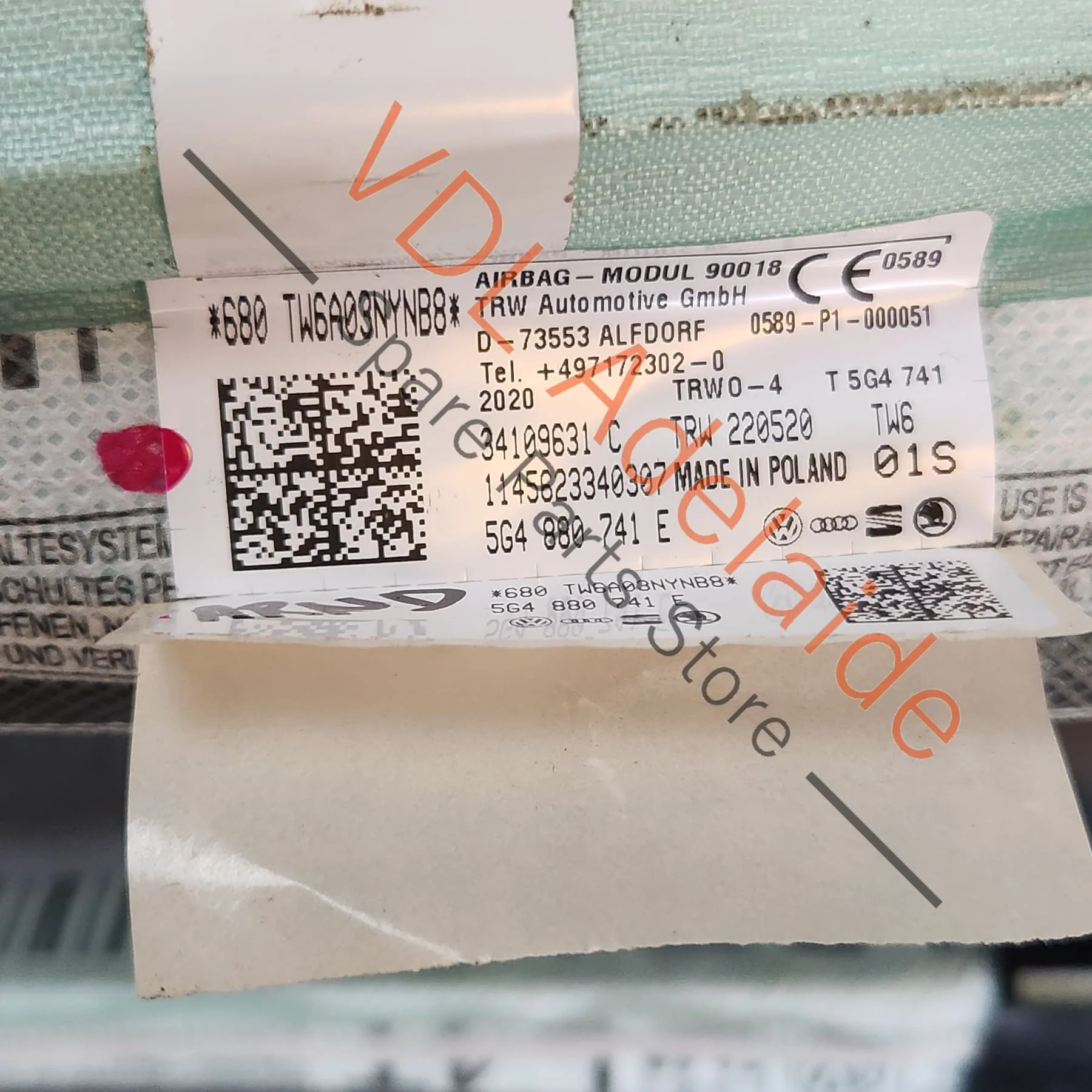 VW Golf MK7 7.5 Side Airbag Curtain 5G4880741E Left - Image 2