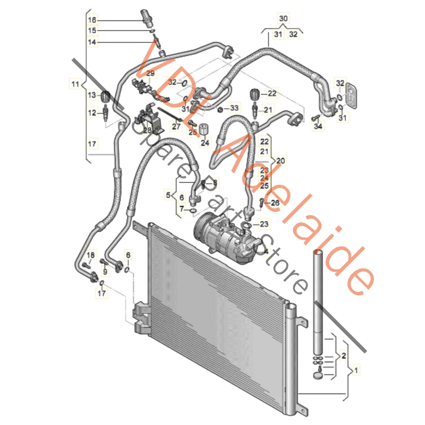 VW Golf MK7 AC Condenser 5Q0816411AS 5Q0816411BE 5Q0816411BF - Image 2