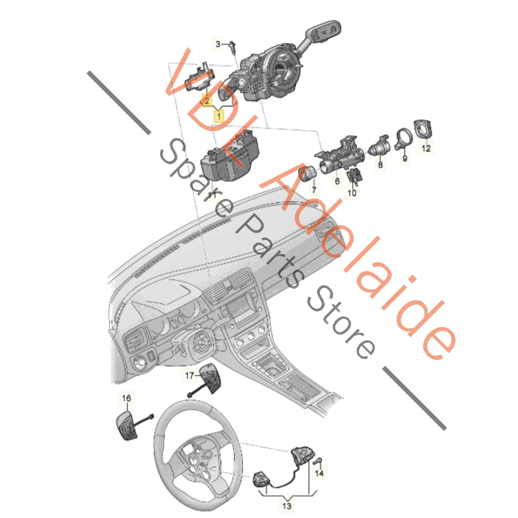 VW Golf MK7 7.5 Steering Column Combination Switch for Wipers Indicators 5Q1953507M 5Q1953507FL - Image 2