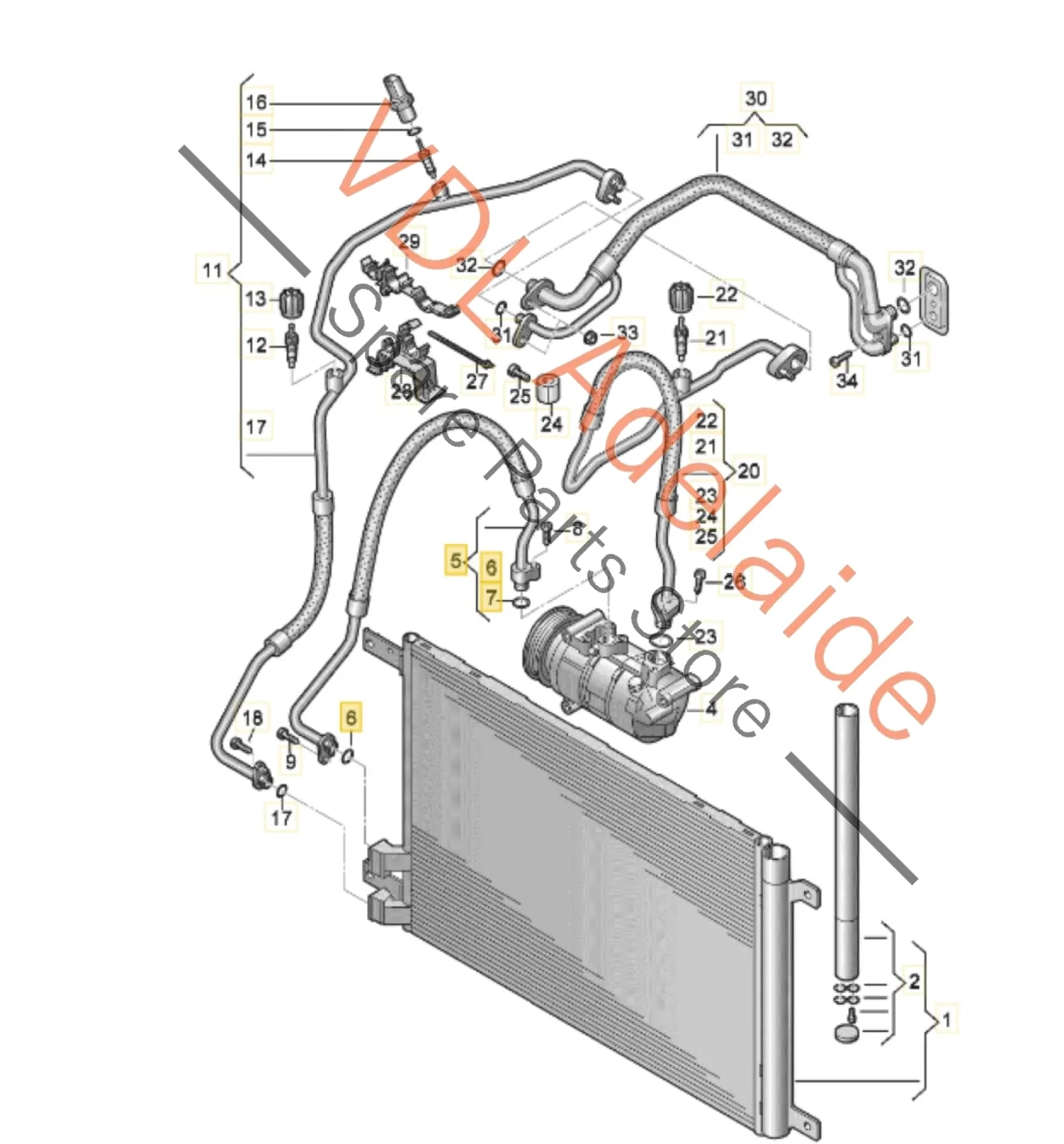 VW Golf MK7 Air Conditioning Refrigerant Hose Pipe Condenser to Pump 5Q0816721AG - Image 2