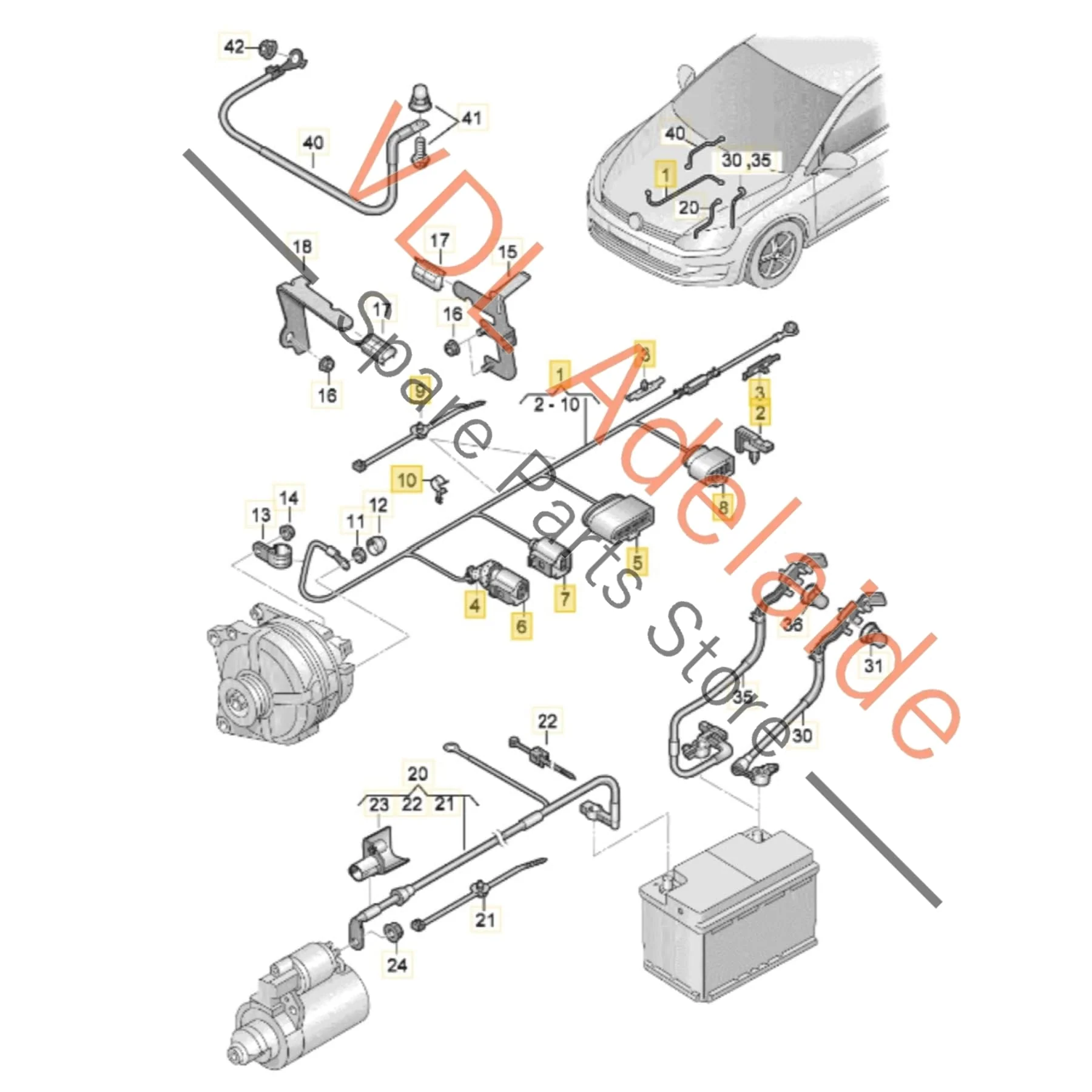 VW Golf MK7 Alternator Wiring Harness 5Q0971230HH 5Q0971230HJ - Image 2