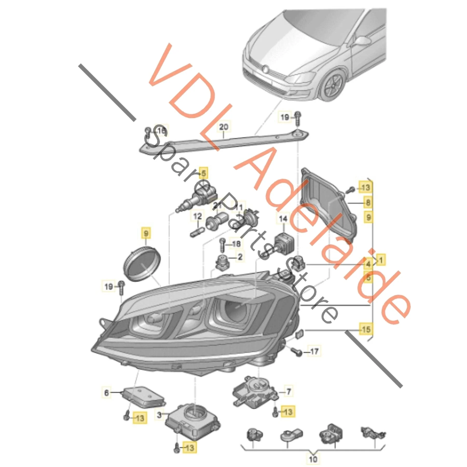 VW Golf R MK7 Left Headlight Head Light LED Genuine OEM 5G2941751D 5G2941753D - Image 3