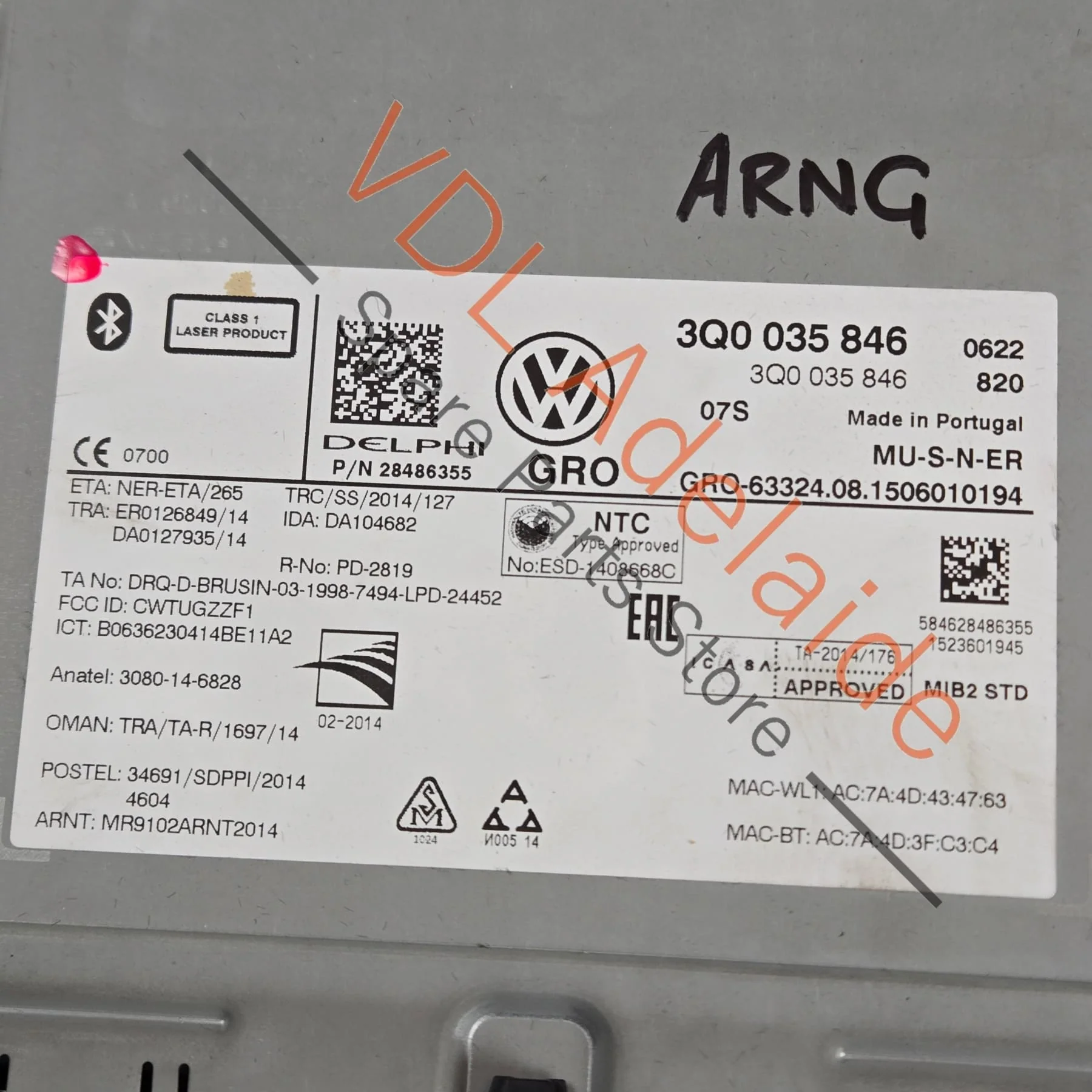 VW MIB2 STD +2 ZR NAV MMI Central Computer Radio 3Q0035846 - Image 4