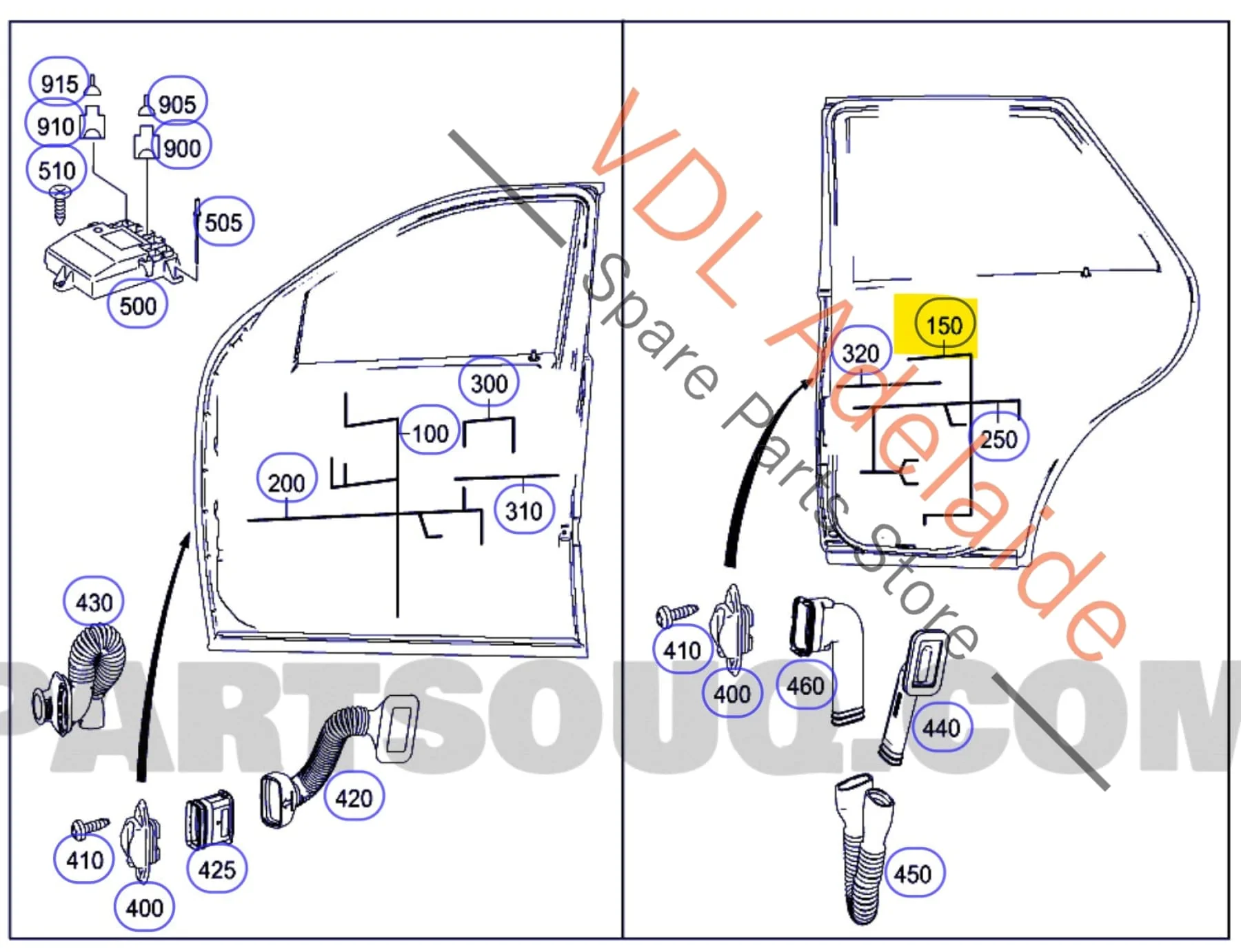 Mercedes W164 Left Rear Door Wiring Ribbon Harness Cable A1645402307 Blue Plug - Image 2
