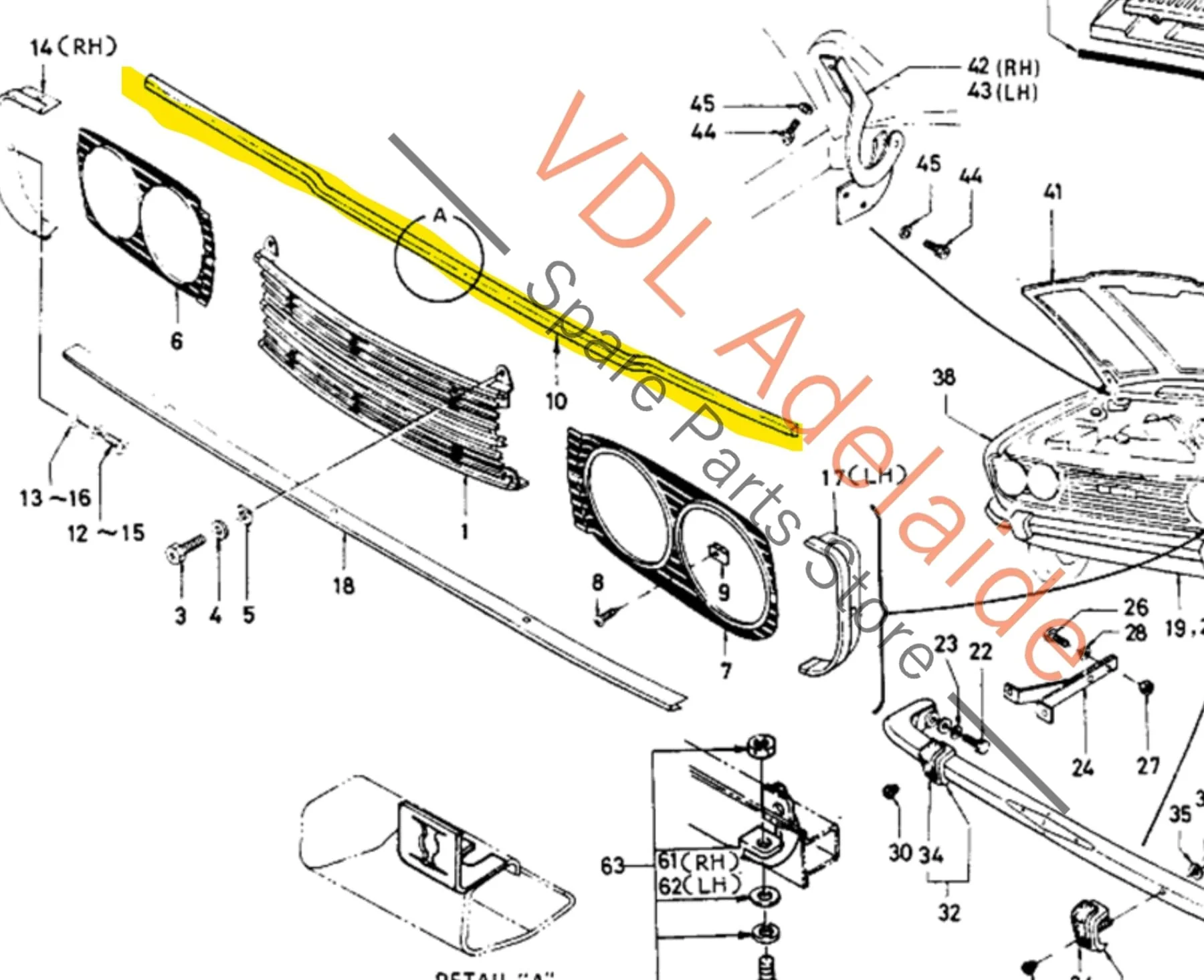 Datsun 1600 510 1968-1972 Bonnet Chrome Molding Trim Front Grill Upper - Image 2