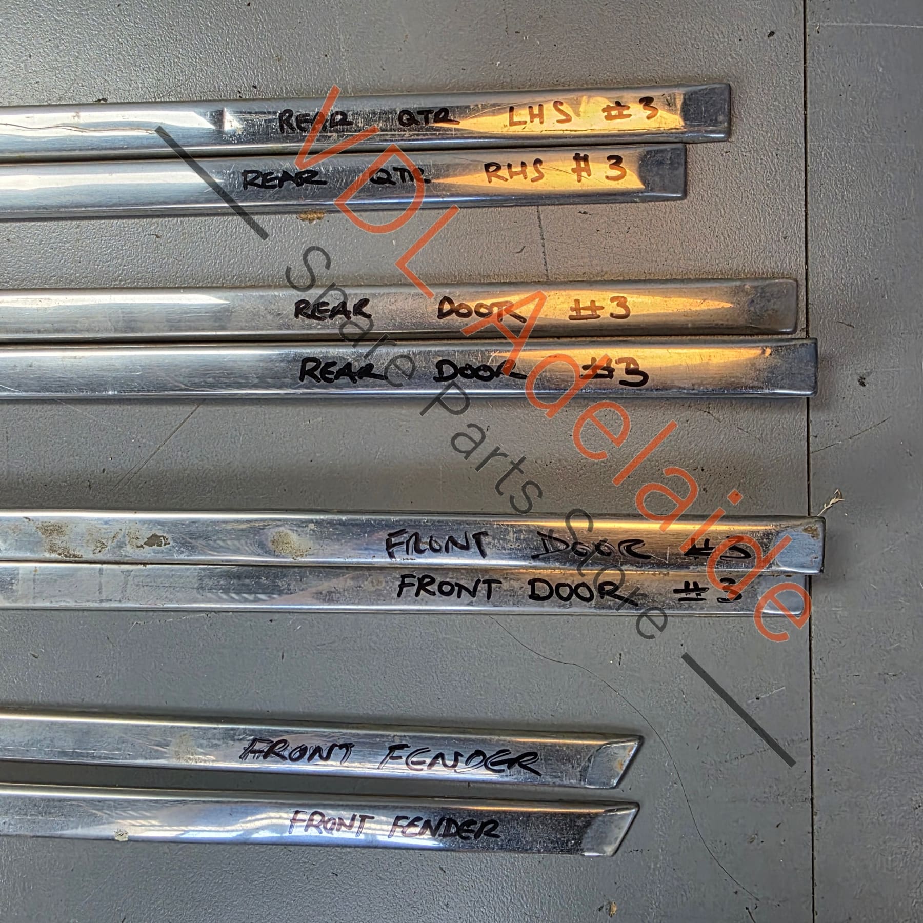 Datsun 1600 510 GL Deluxe Set of Side Chrome Trims Stainless for Fender Door & rear quarter panel #02 - Image 3