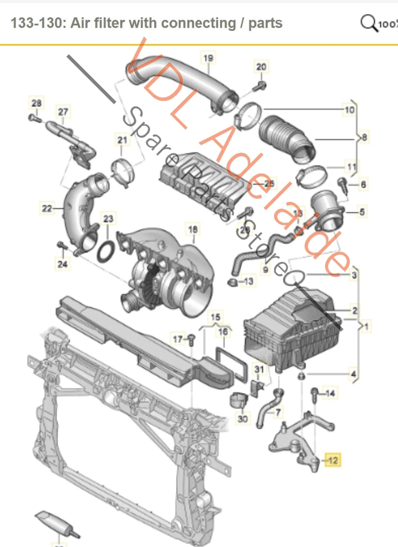 Audi RSQ3 RS3 Retaining Bracket for Air Filter Box 5QF129671 3Q0129671 - Image 2
