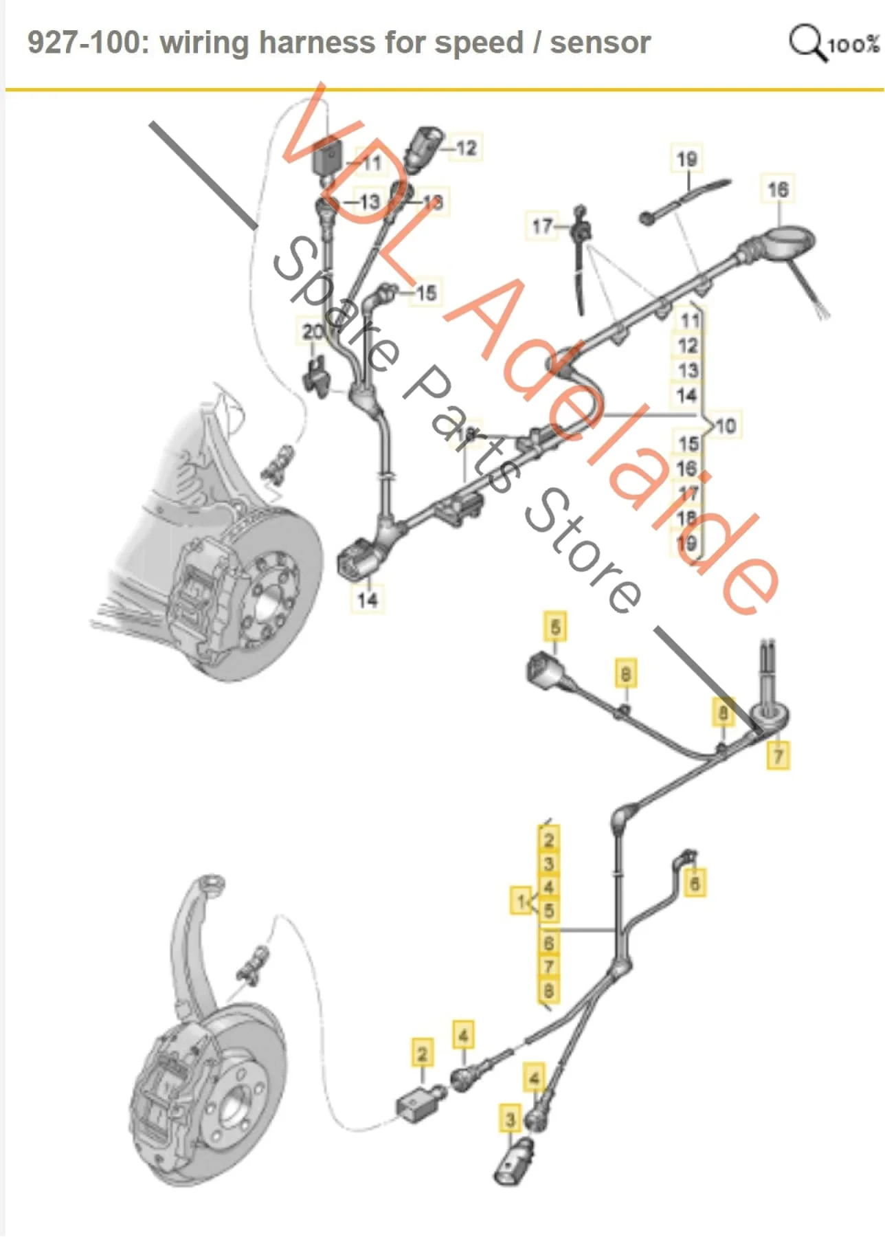 Audi Q3 RSQ3 Front Right Wheel Wiring Harness Cable Section 83A927904A - Image 2