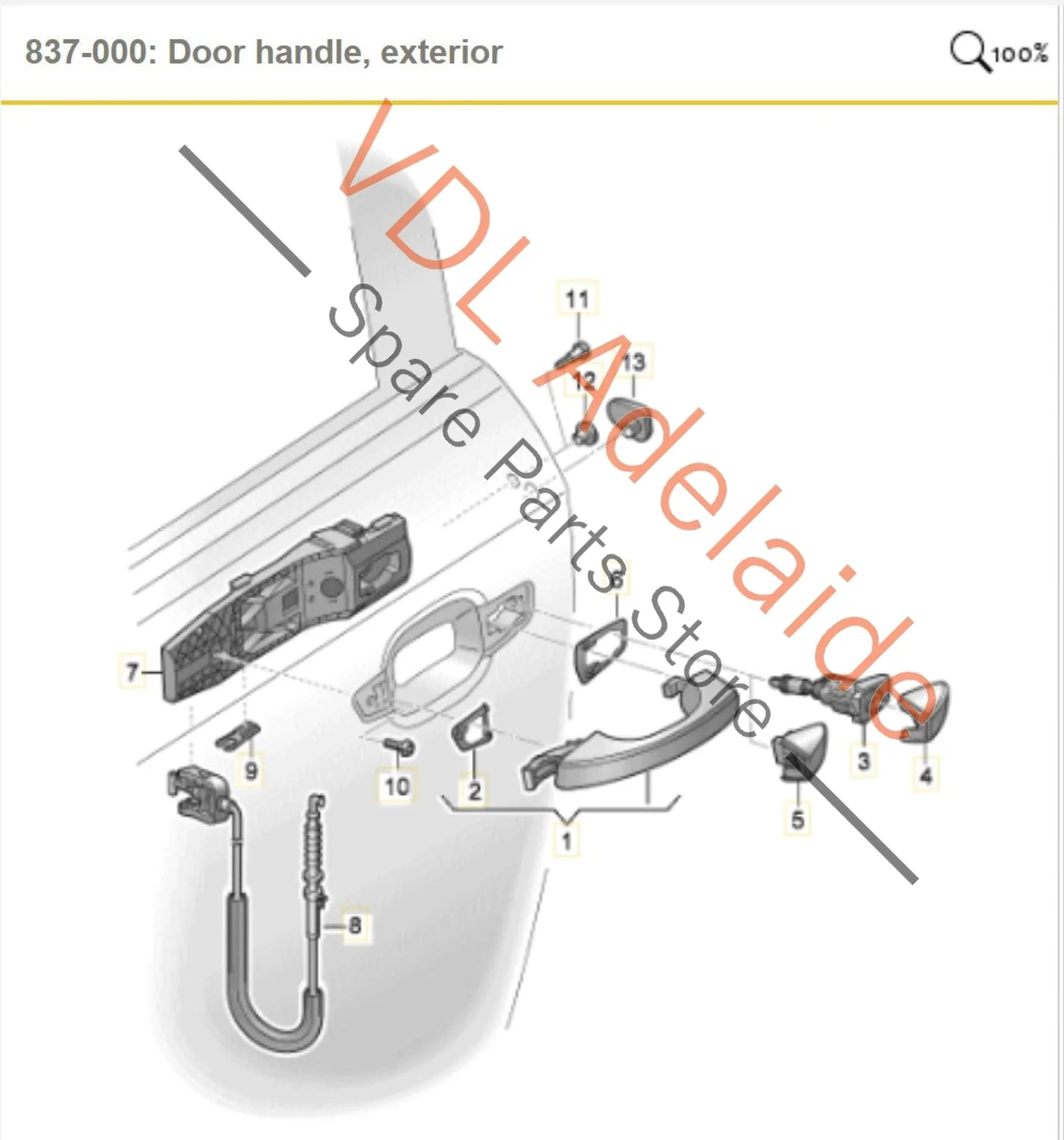 Audi Q3 RSQ3 F3 Left Side Exterior Door Handle for Keyless Entry and Mounting Bar 8V0839885 5G0837205R GRU / 5G0837205Q - Image 2