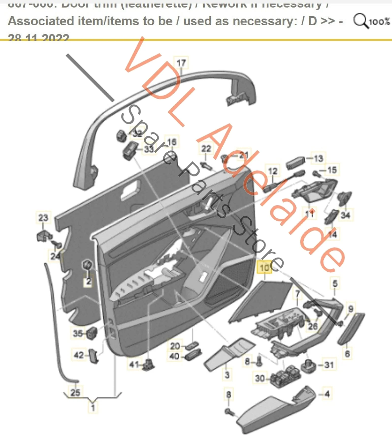 Audi Q3 RSQ3 F3 Door Speaker Trim Cover Left Side 83A035423A VY1 Slate Grey - Image 2