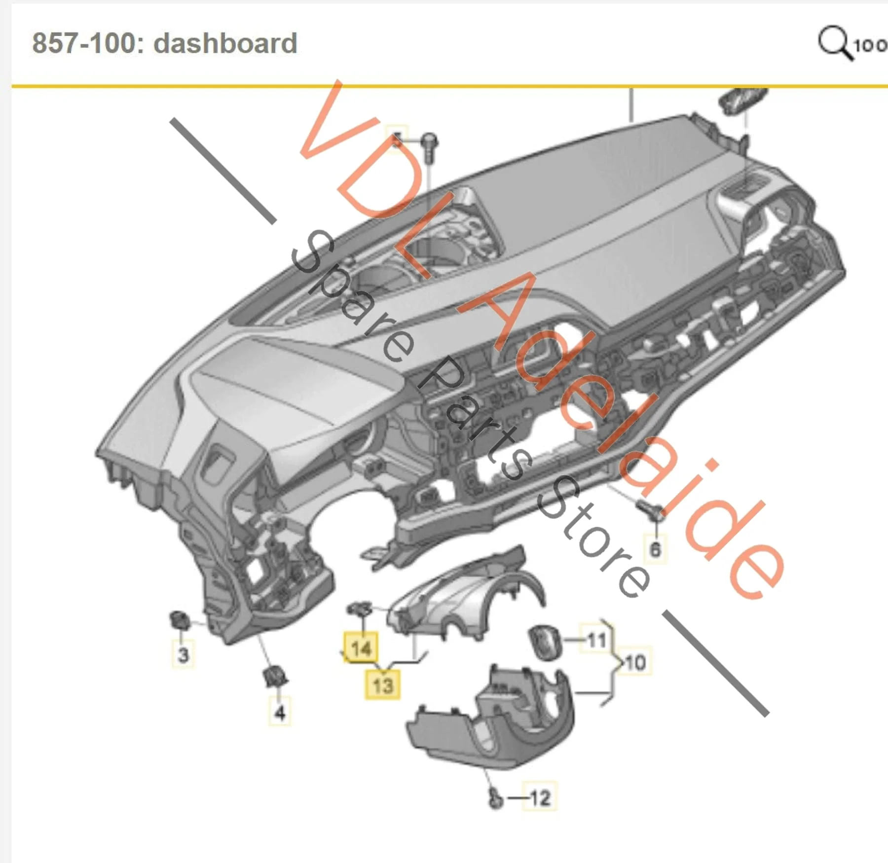 Audi Q3 RSQ3 F3 Dashboard Steering Column Interior Trim 83A953491A 4PK - Image 2