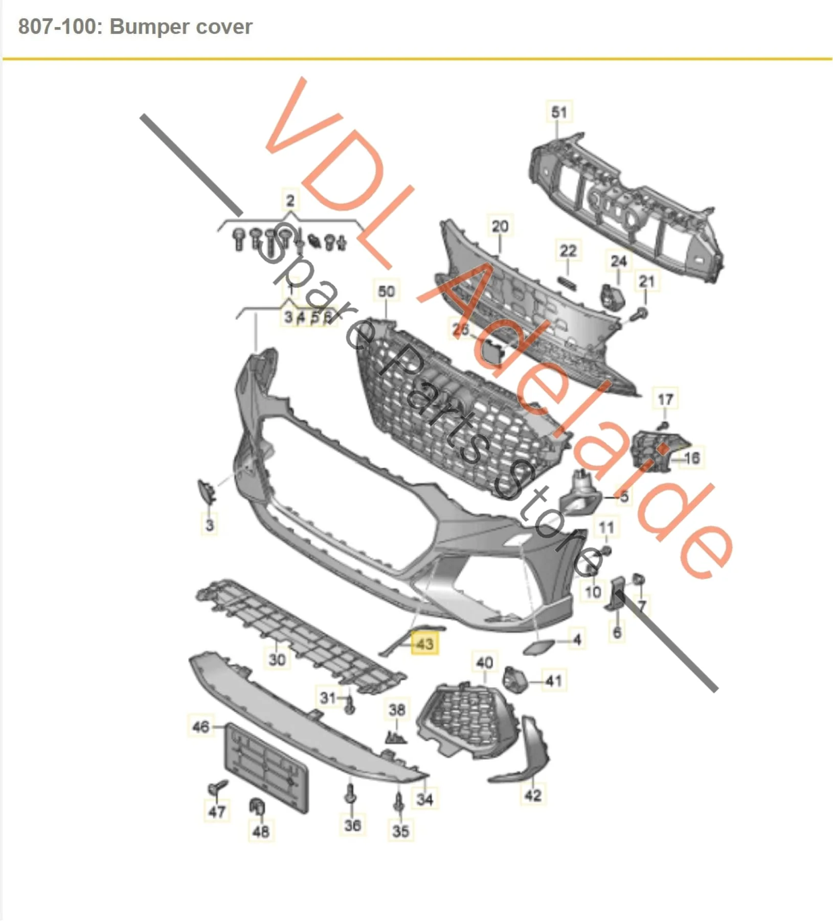 Audi RSQ3 F3 Front Bumper Black Trim Strip Right Side Next to Grille 83A807968 - Image 2
