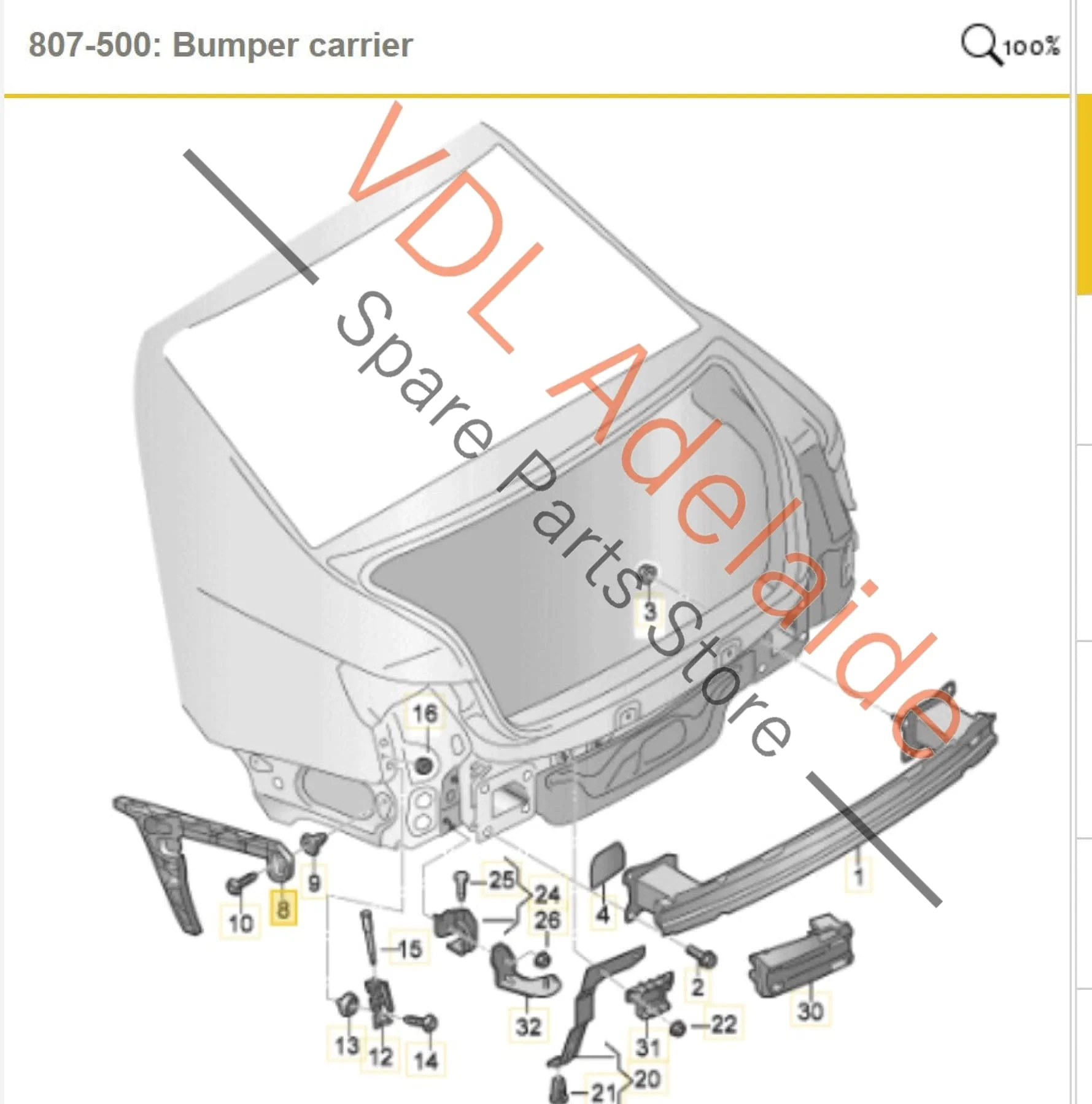Audi A4 S4 Rear Left Bumper Side Guide Retaining Bracket 8W9807453 - Image 4