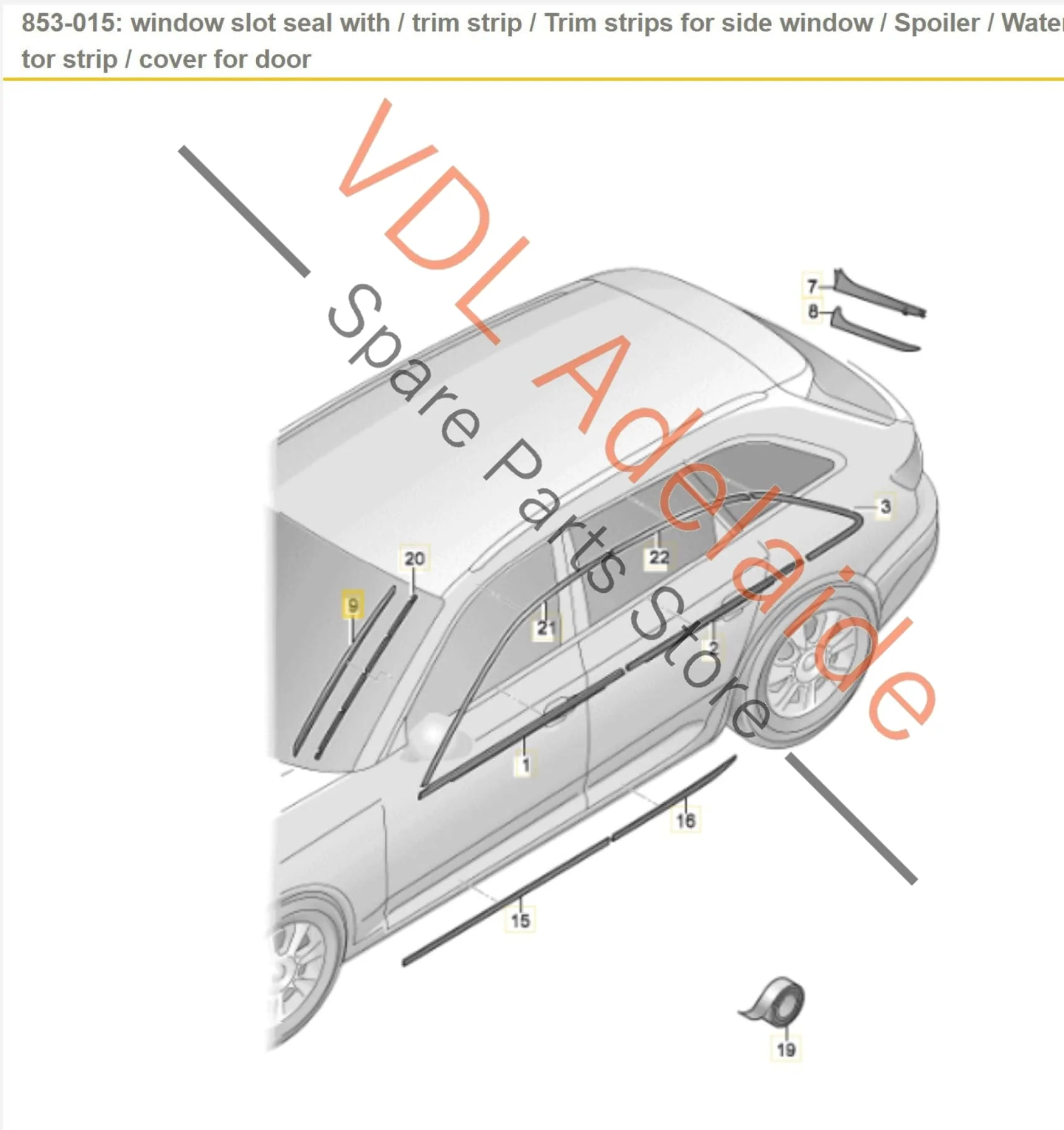 Audi A4 S4 RS4 Front Windscreen Water Deflector Strip Rubber Molding Left 8W0854327C  9B9 - Image 2