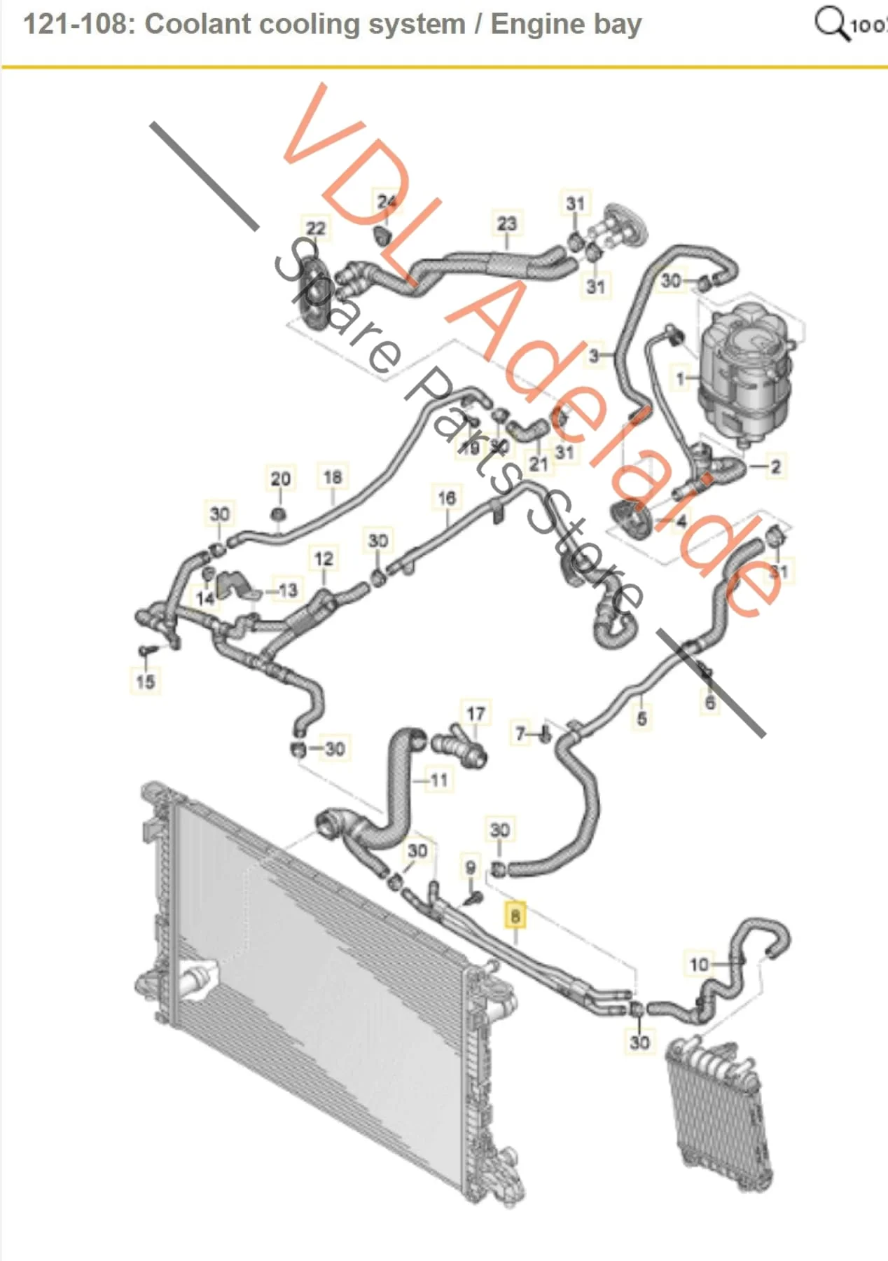 Audi S4 TFSI B9 3.0L Petrol V6 Water Coolant Hose Pipe 8W2121070 - Image 2