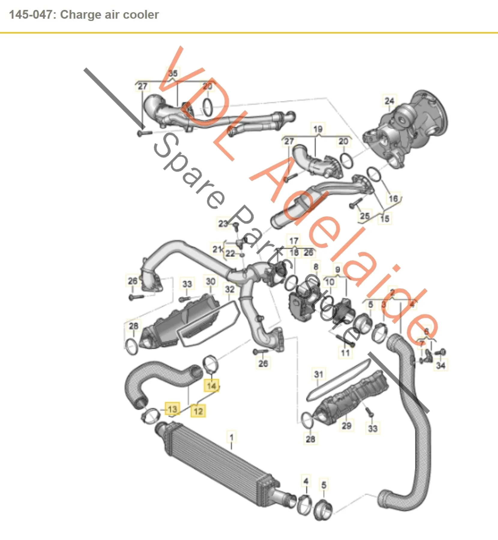 Audi S4 B9 3.0L Right Side Intercooler Pressure Hose Pipe 8W0145738C - Image 2