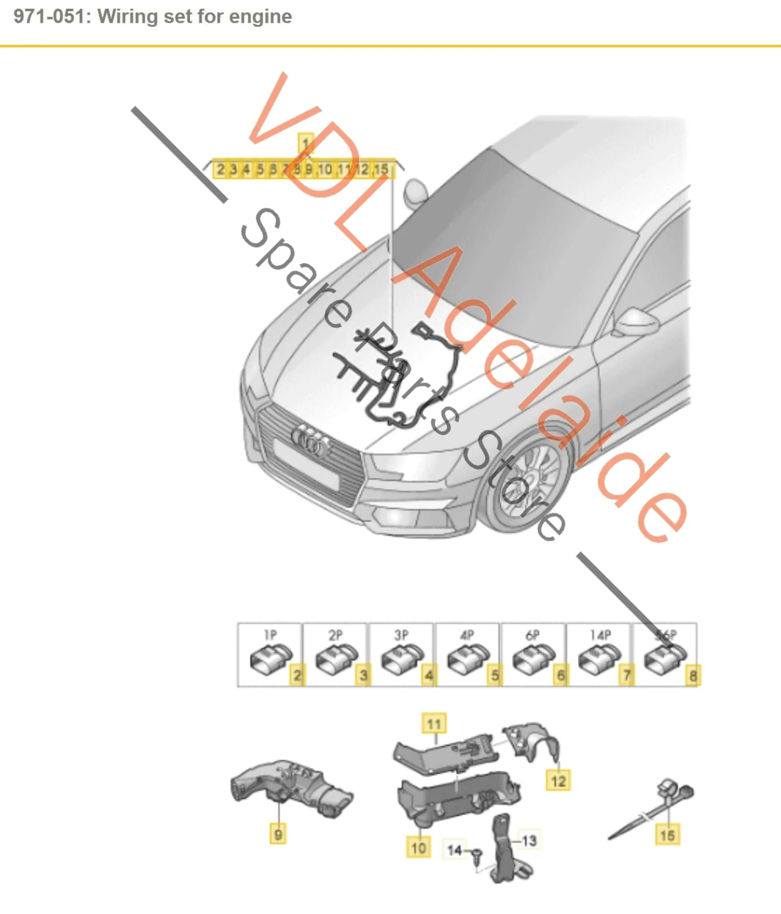 Audi S4 S5 SQ5 3.0L Petrol CWGD Engine Wiring Harness Cable Loom 06M971595BD - Image 2