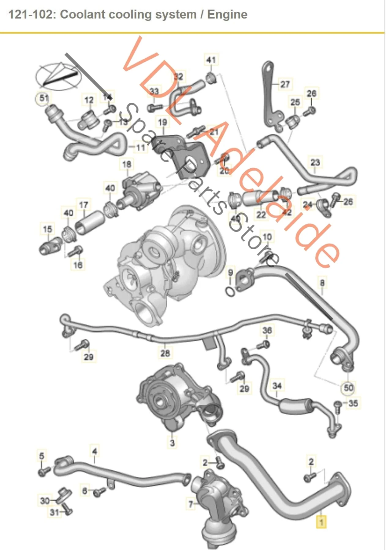 Audi S4 TFSI B9 3.0L Petrol V6 Water Coolant Hose Pipe 06M121481L - Image 2