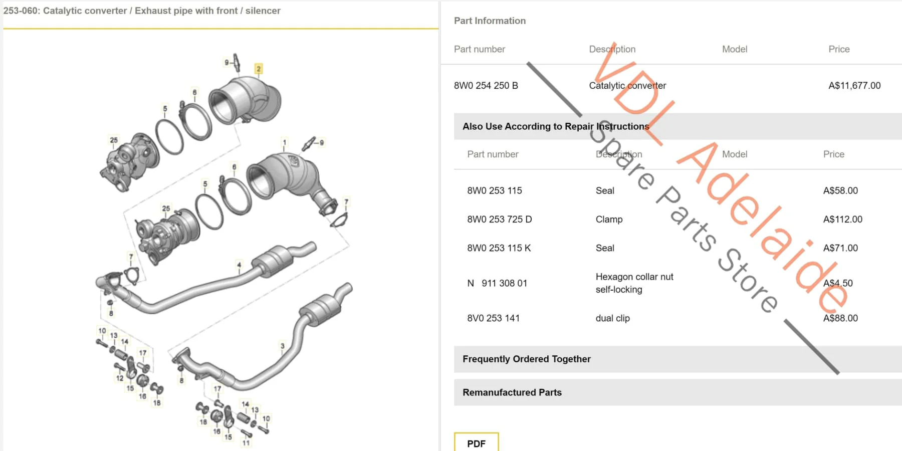 Audi RS5 F5 B9 RS4 Right Side Catalytic Converter Exhaust - Image 2