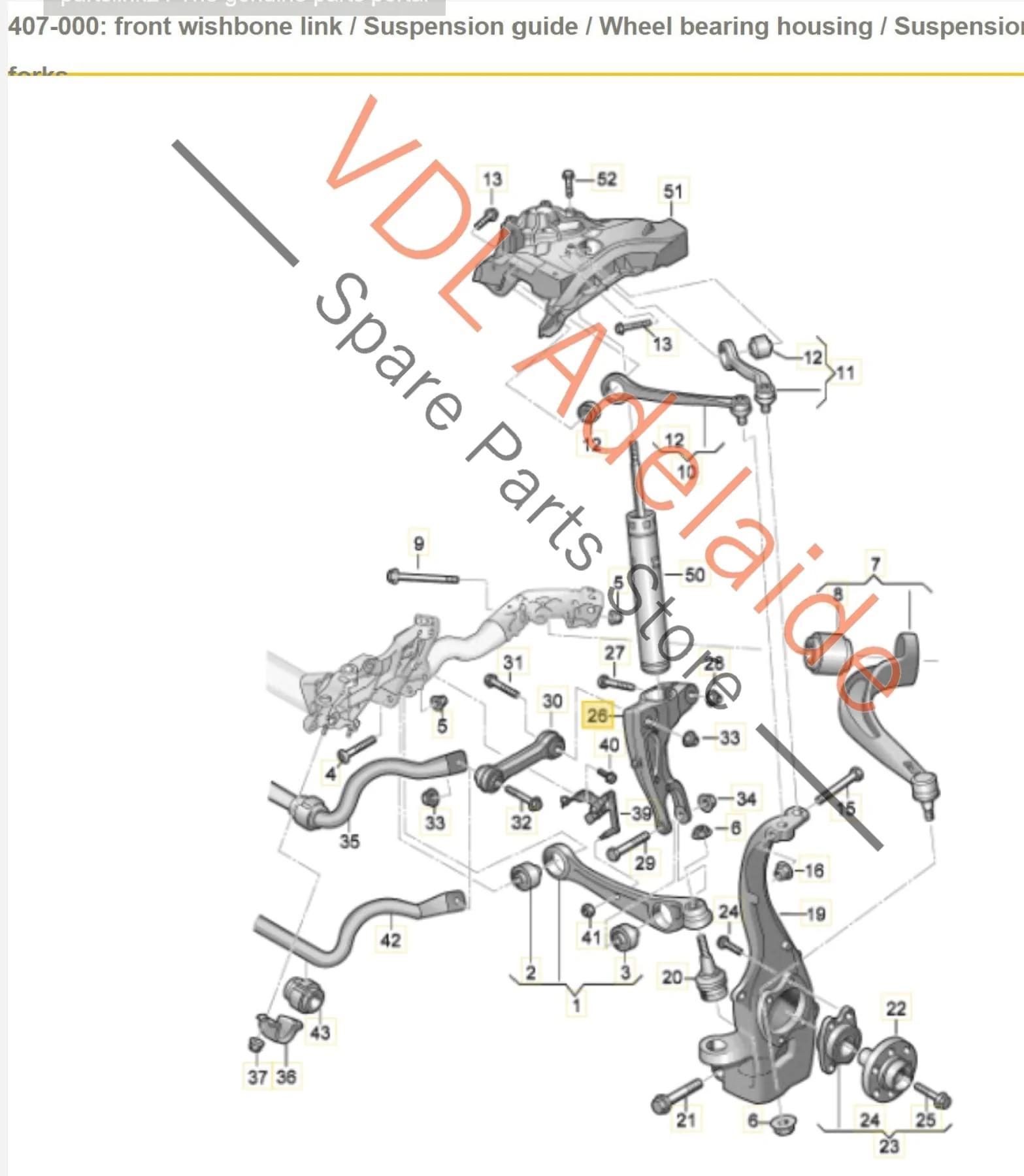 Audi RS5 F5 B9 Front Strut Suspension Fork Left 8W0413037H - Image 2