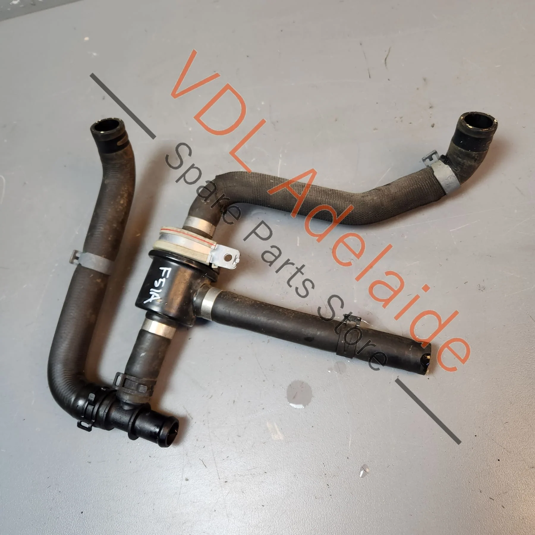 Audi RS5 F5 B9 Additional Radiator Coolant Hose Pipe with Shut off Valve Regulator 8W0121030M