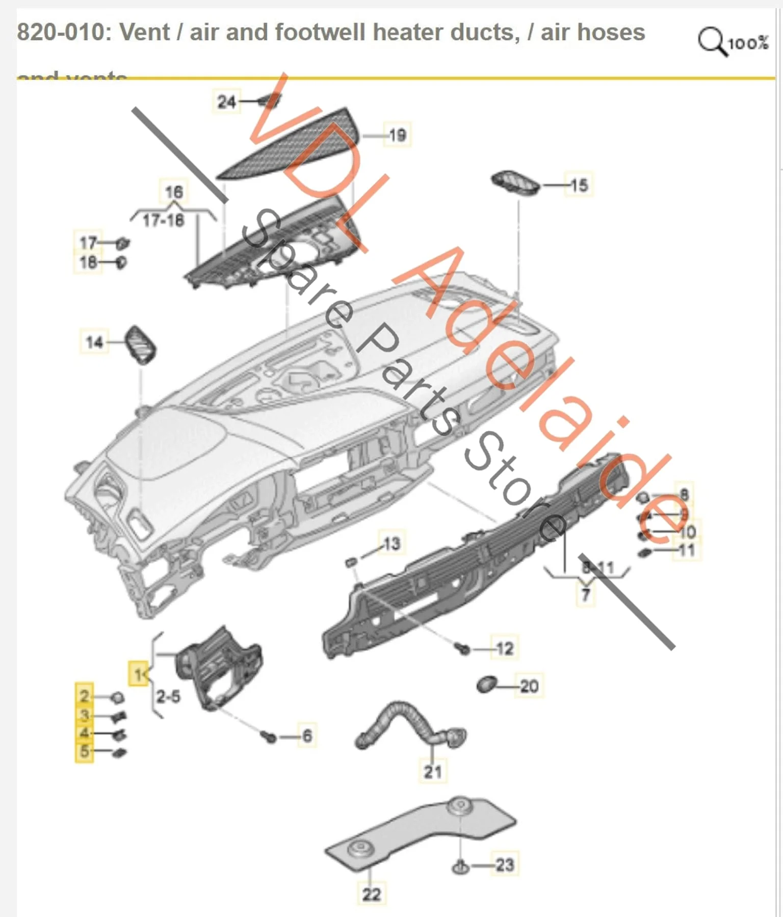 Audi RS5 F5 B9 Right Drivers Side Dashboard Air Vent for RHD 8W2820902B 6PS - Image 3