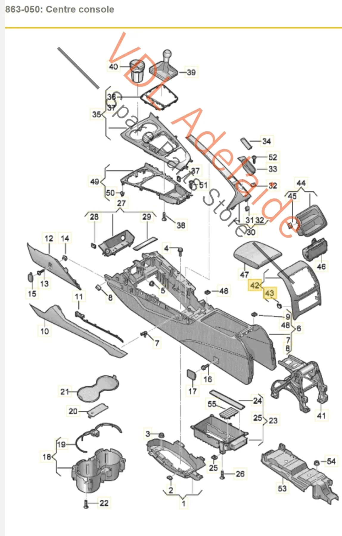 Audi RS5 F5 B9 Centre Console Rear Trim Cover 8W0864376 6PS - Image 2