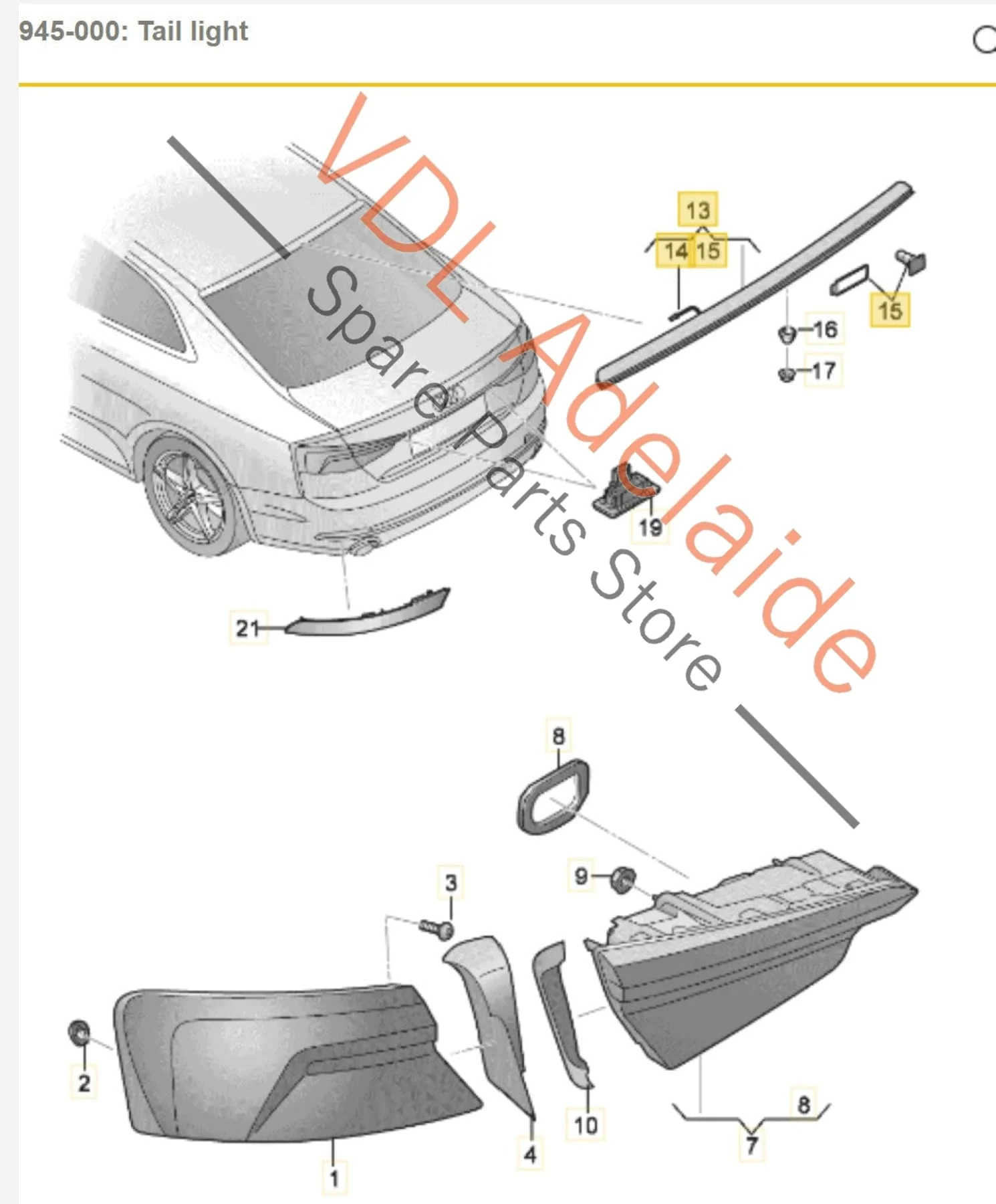 Audi A5 S5 RS5 F5 B9 Third Middle Brake Light 8W8945097 - Image 2