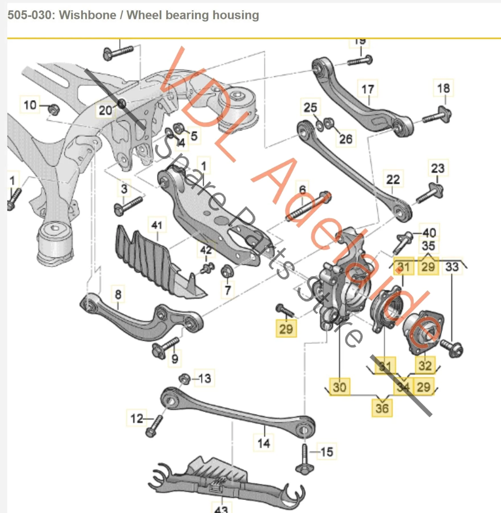 Audi A4 B9 A5 F5 Rear Right Wheel Bearing Housing Hub Knuckle 8W0505432Q - Image 2