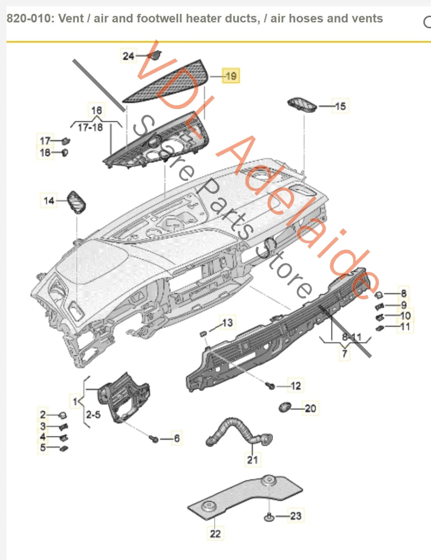 Audi A5 F5 Centre Dashboard Speaker Vent Grille Interior Trim RHD 8W2819636 - Image 2