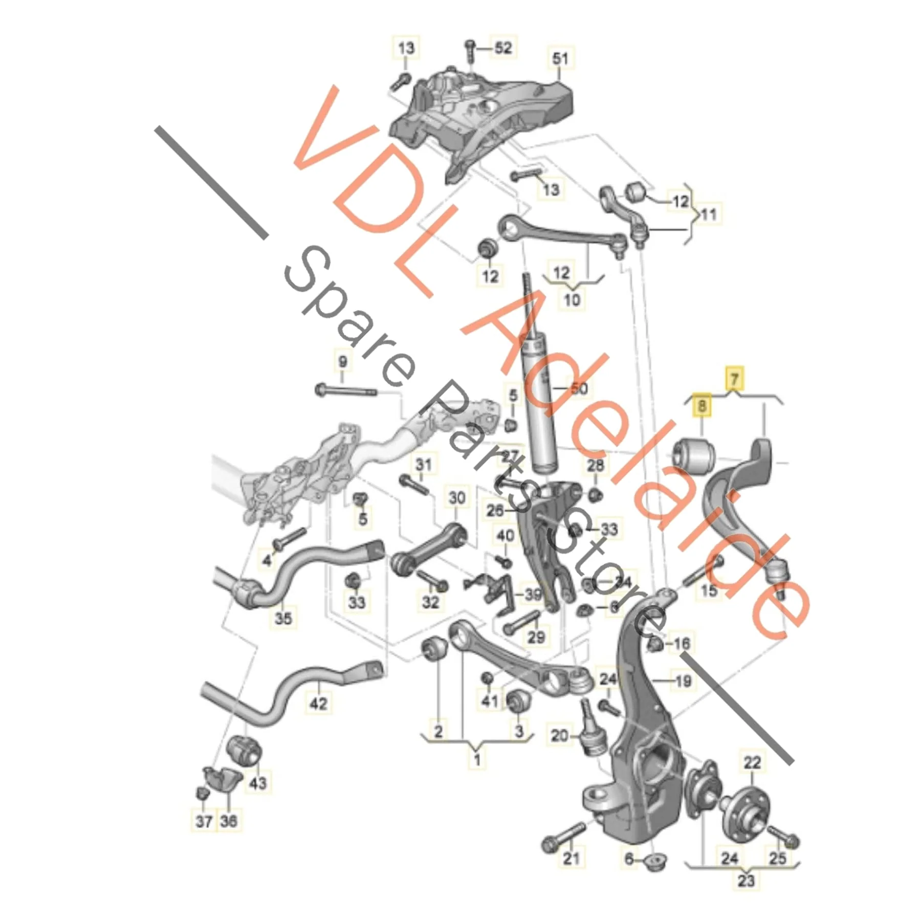 Audi A4 S4 A5 S5 B9 Front Left Suspension Lower Control Arm 8W0407693B 8W0407695B 8W0407693A - Image 2