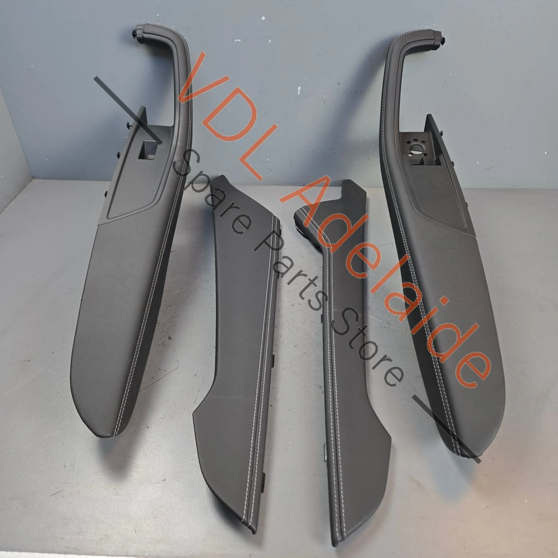 Audi A5 S5 RS5 Coupe Black Leather Upgrade White Stitch Centre Console and Door Handle Arm Rest Trim Set 8W2863305A KND 8W6867173A KND