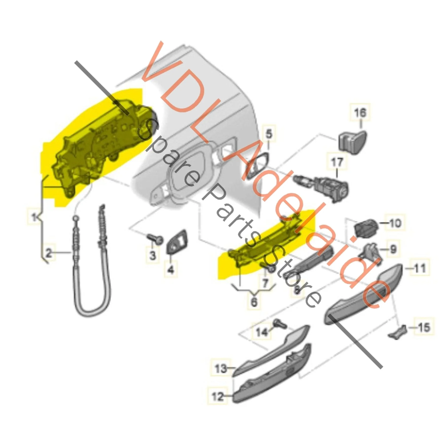 Audi A4 A5 A7 Door Handle Mounting Bar Assembly Right Driver 8W0837812A 8W0837206B - Image 2
