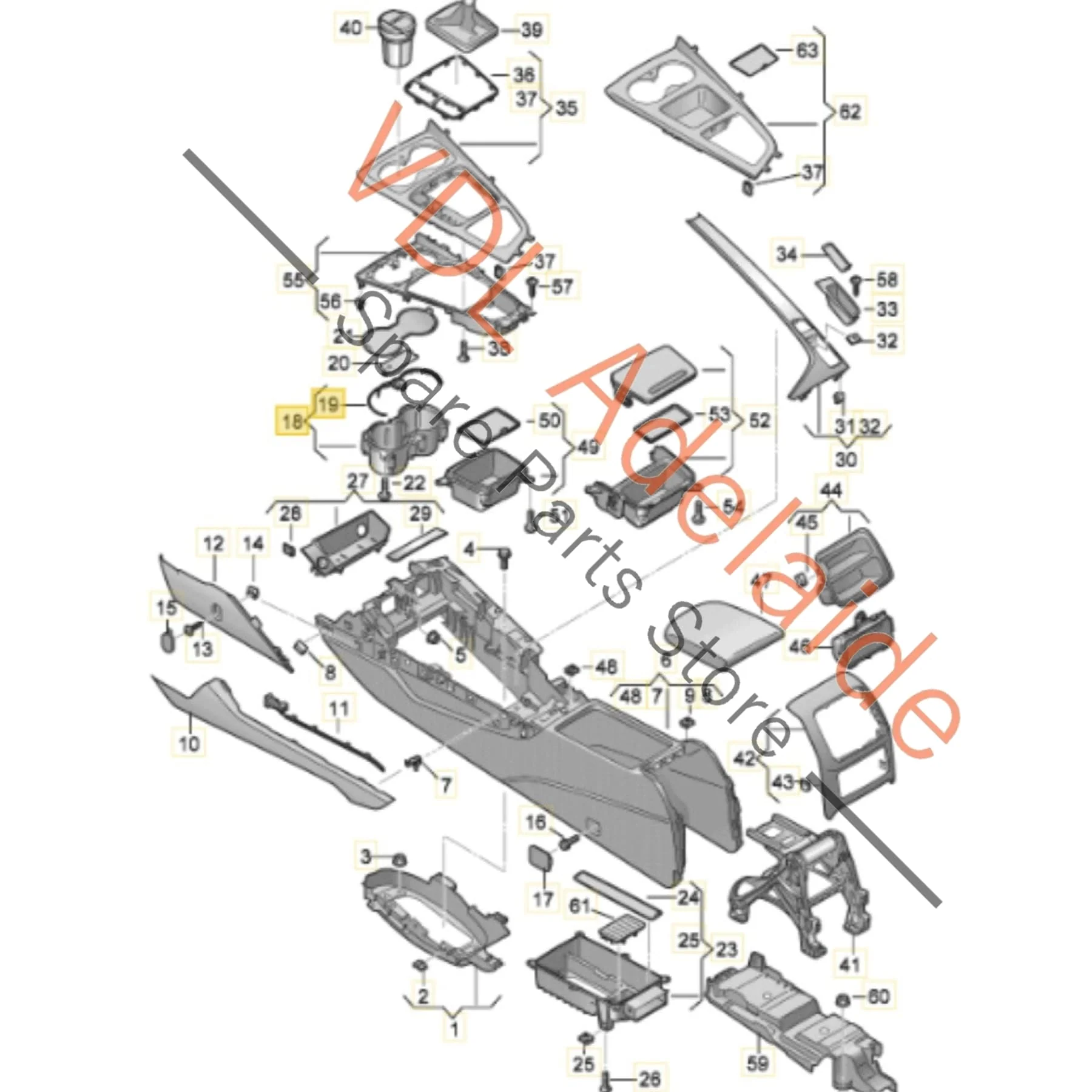 Audi A4 A5 Q5 Centre Console Drinks Holder 8W0862533F - Image 2