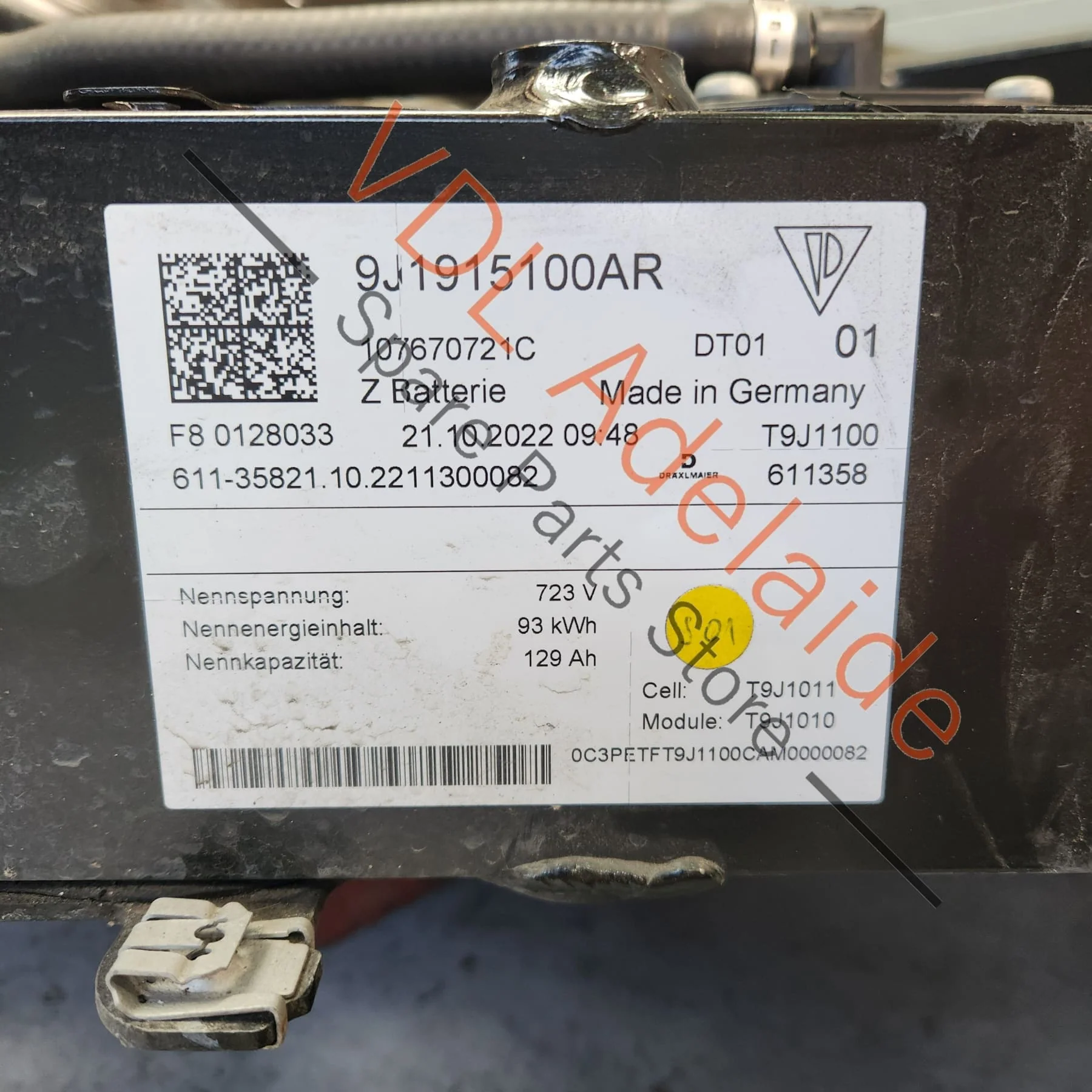2023 Audi E-Tron GT Porsche Taycan Main Drive High Voltage Battery 93Kwh 9J1915100AS 9J1915100BG 9J1915100BC 9J1915100AJ 9J1915100AR - Image 5