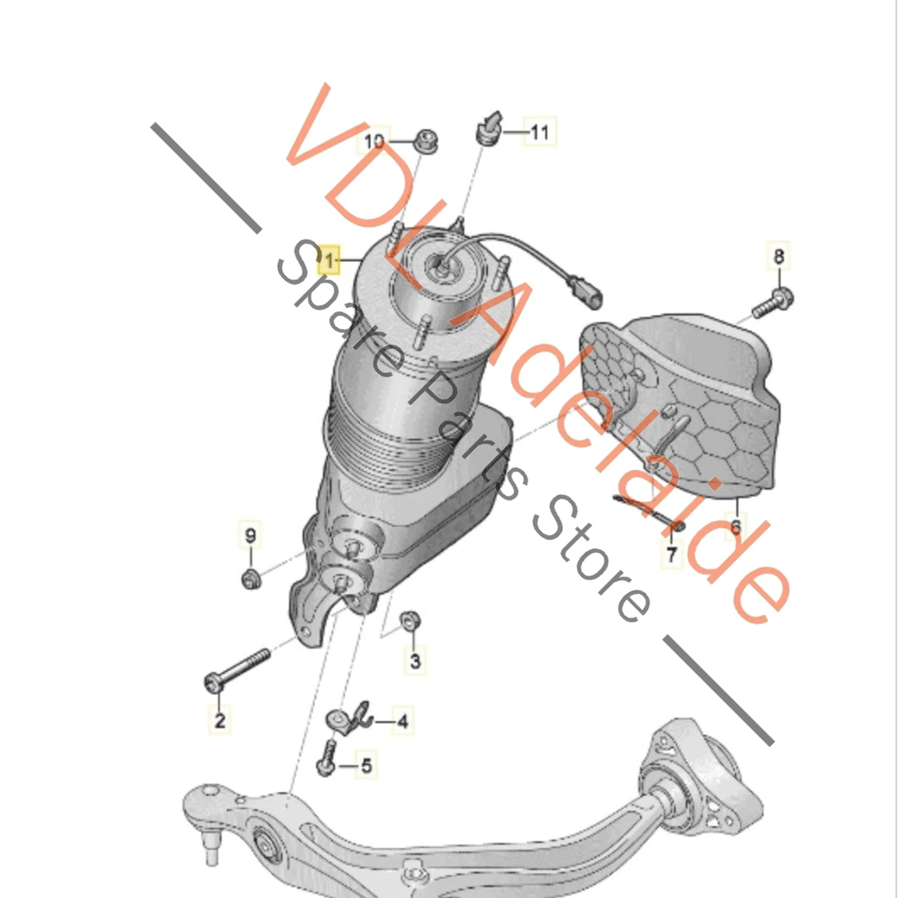 Audi e-Tron Porsche Taycan Front Right Suspension Shock Absorber 9J1616038F 9J1616038E - Image 2