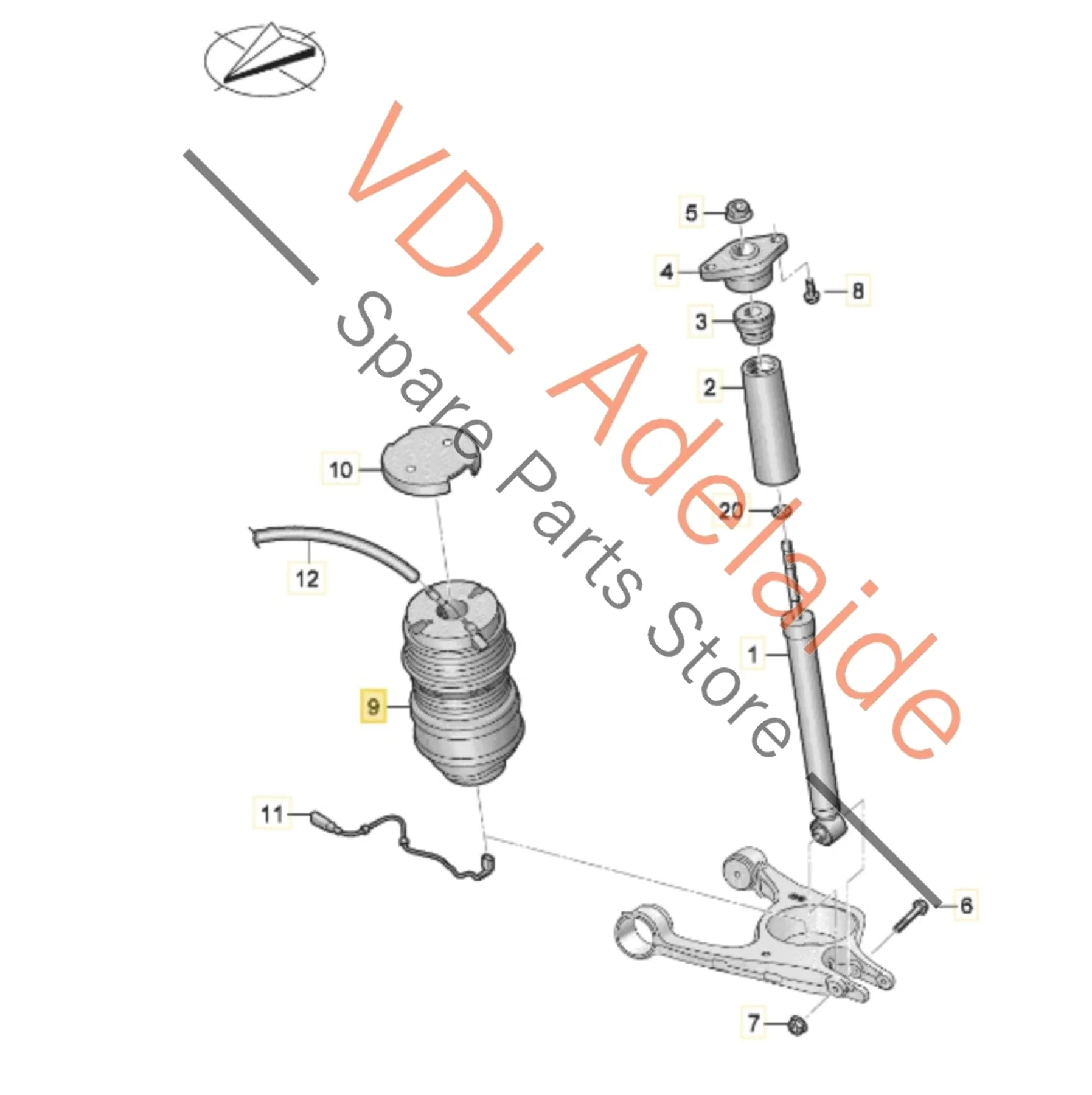Audi e-Tron Porsche Taycan Rear Right Suspension Airbag Spring Cylinder 9J1616026C 9J1616026D - Image 2