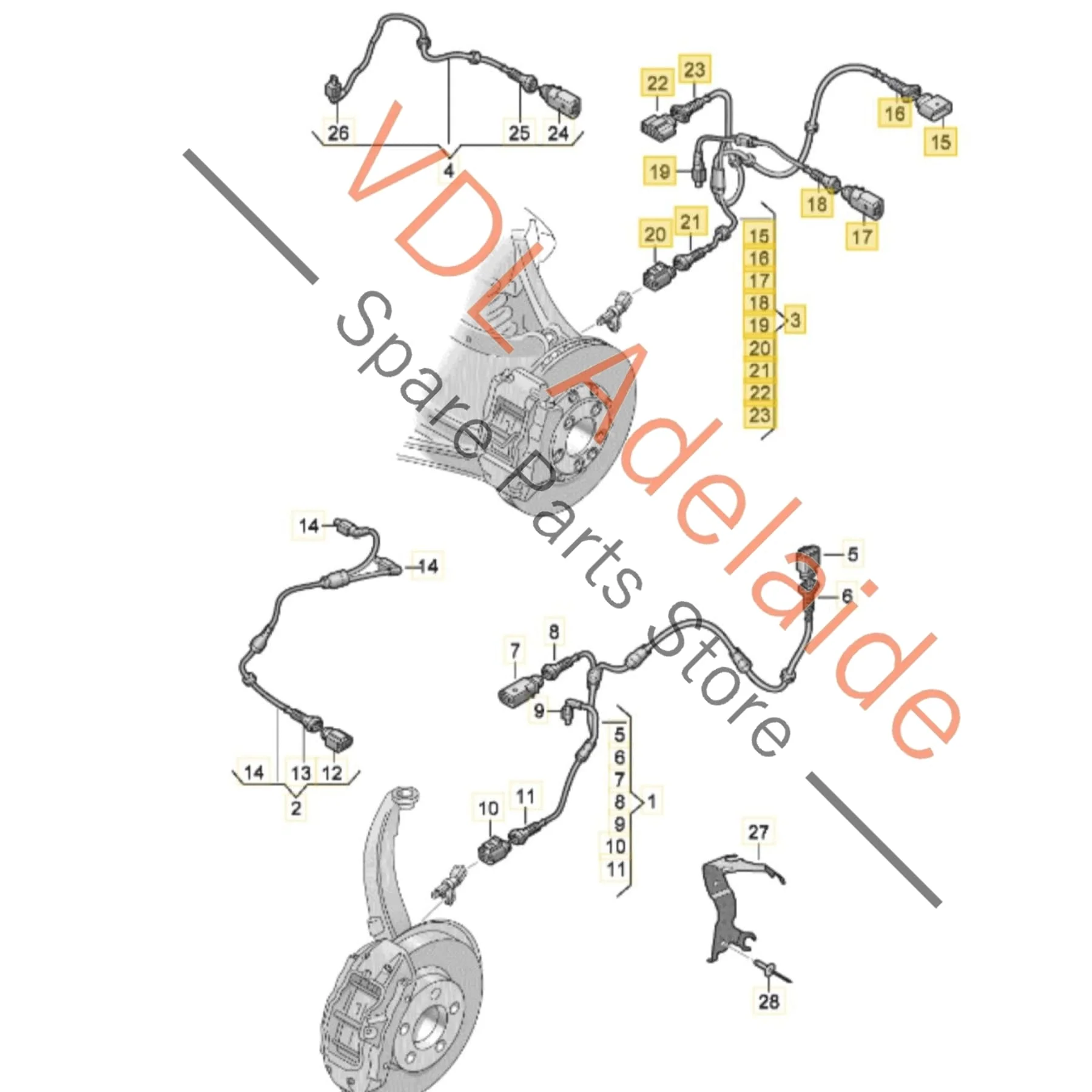 Audi E-Tron Porsche Taycan Rear Wheel Wiring Harness Cable 9J1971286B - Image 2