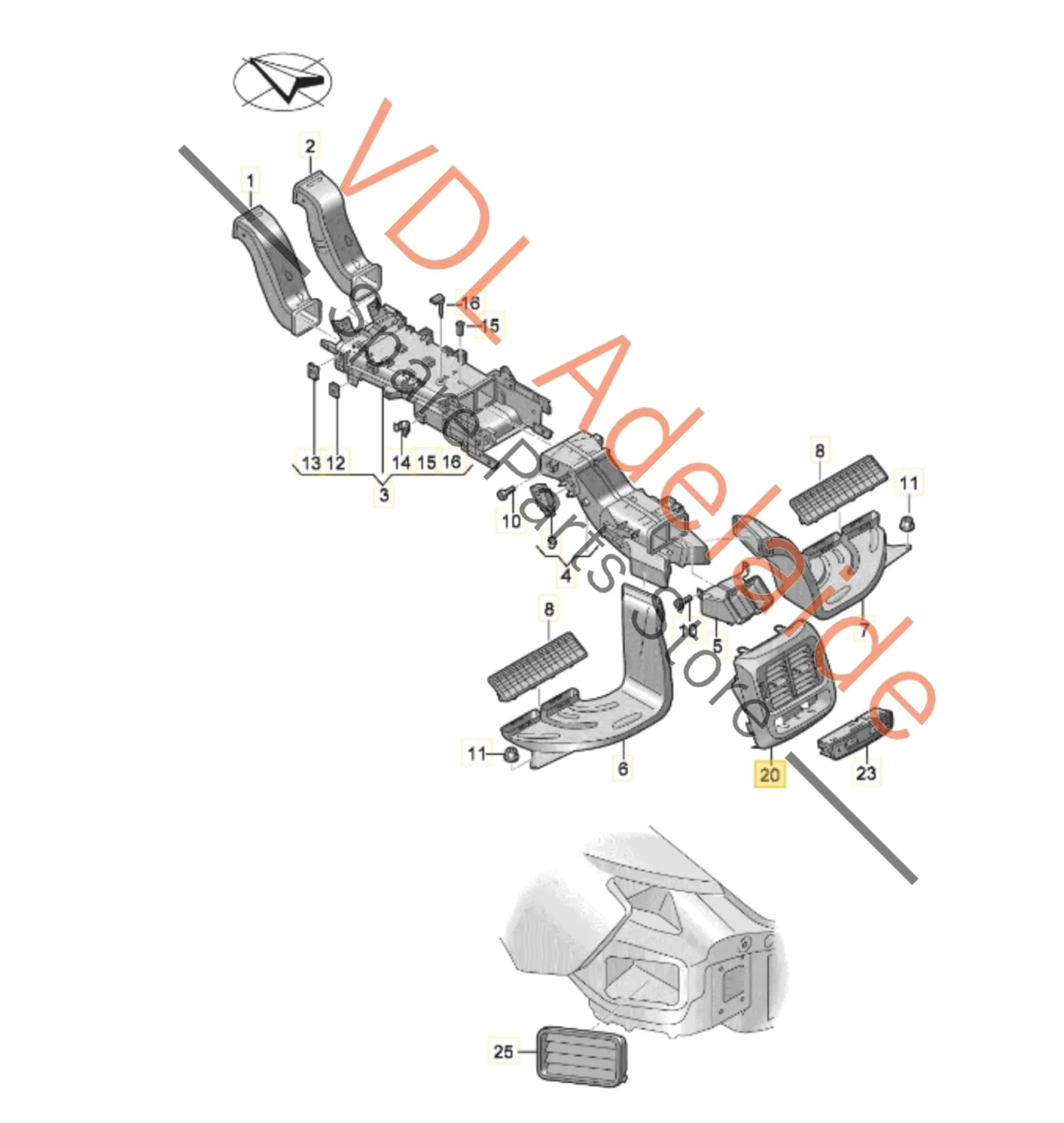 Audi e-Tron GT Rear Passenger A/C Air Vent 4J3864298 - Image 2