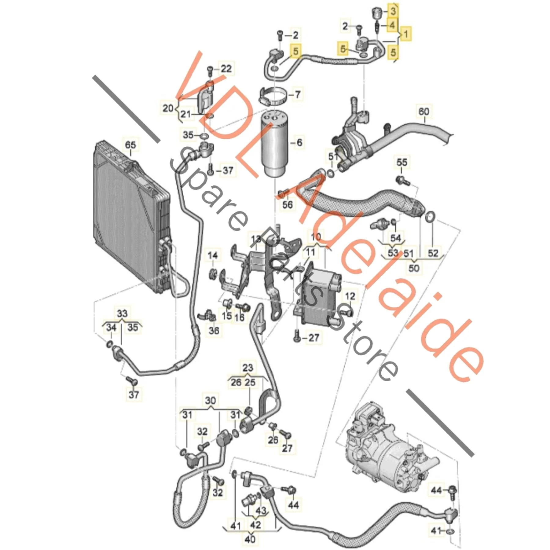 Audi e-Tron Porsche Taycan AC Air Conditioning Refrigerant Hose Pipe 9J1820033A - Image 2
