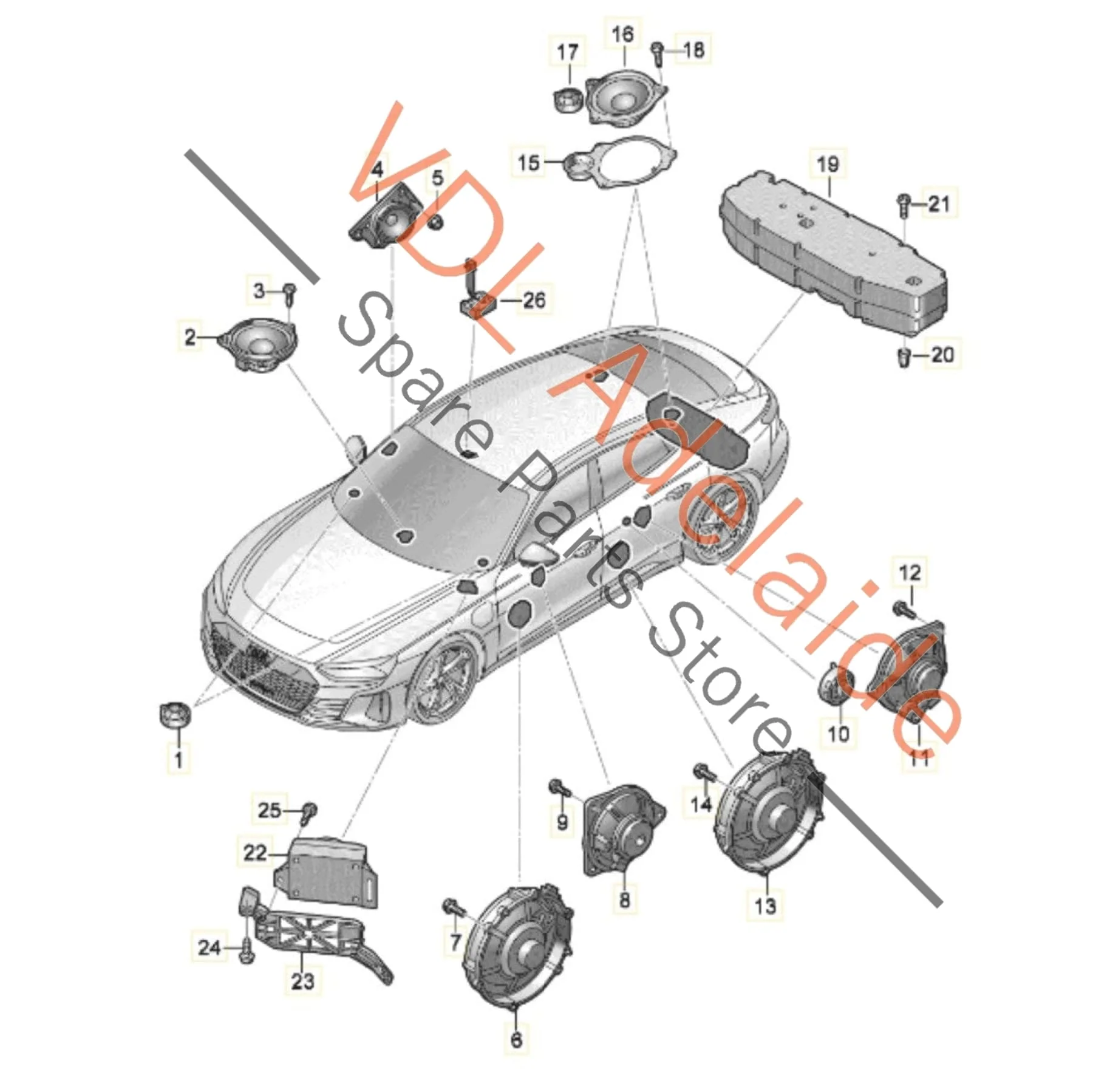 Audi e-Tron GT Audio Speaker Set 971035453F 4J3035415 Bang & Olufsen - Image 3