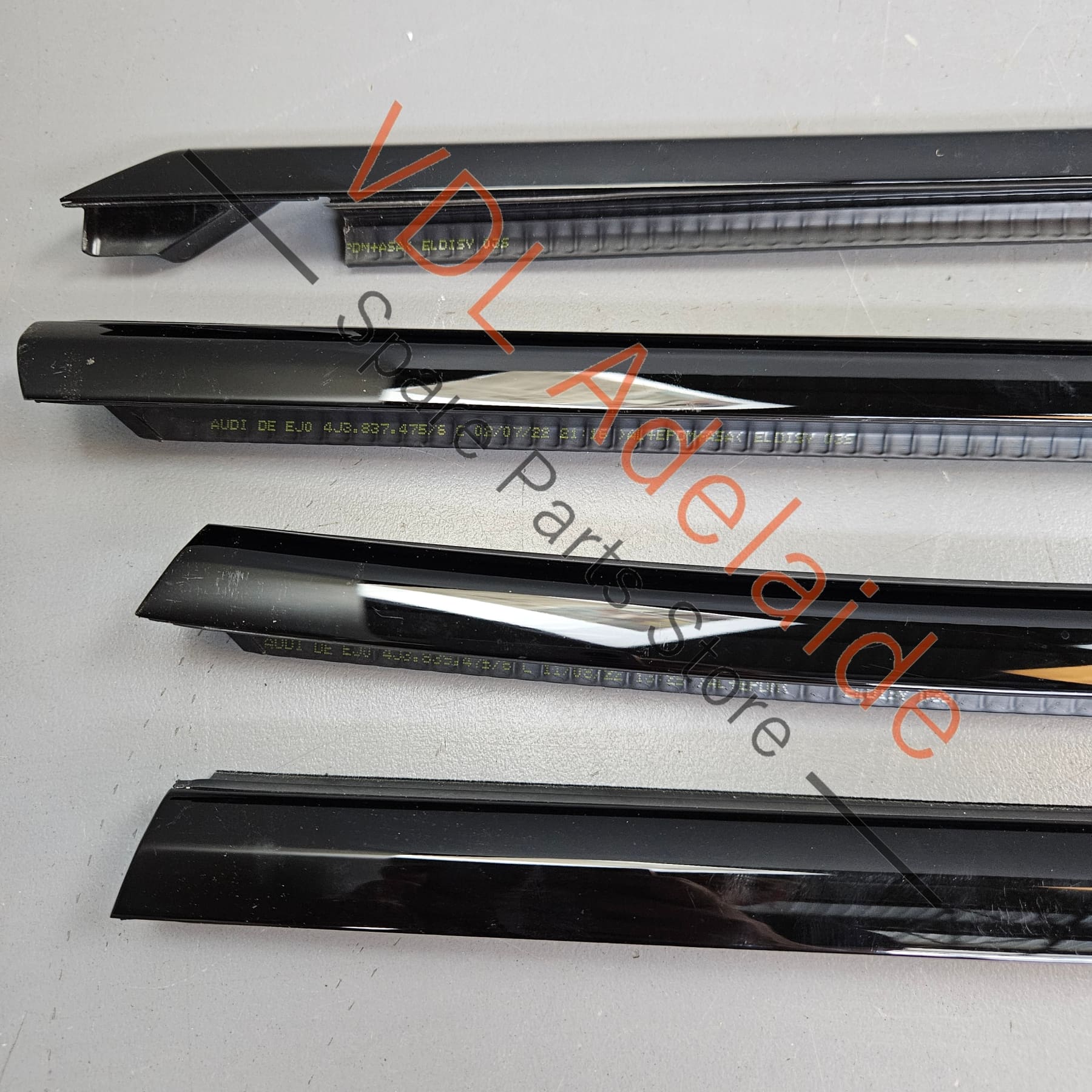 Audi e-Tron GT Door Aperture Window Slot Seal Gloss Black Exterior Moulding Set - Image 5