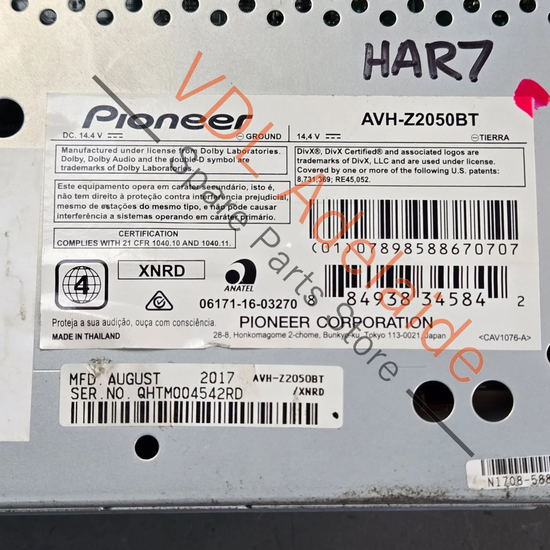 Aftermarket Pioneer Radio Unit with Bluetooth for VW Cars AVH-Z2050BT - Image 6