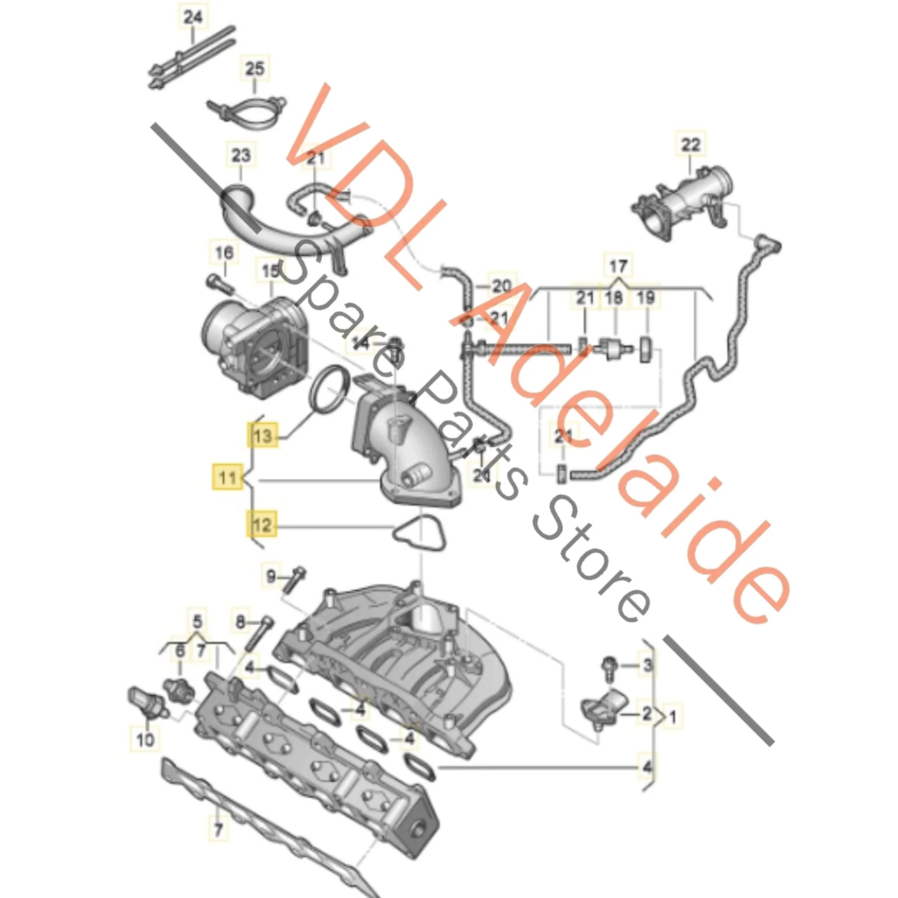 VW 1.4 Inlet Manifold Pipe 03C129721D Throttle Body Adapter - Image 2
