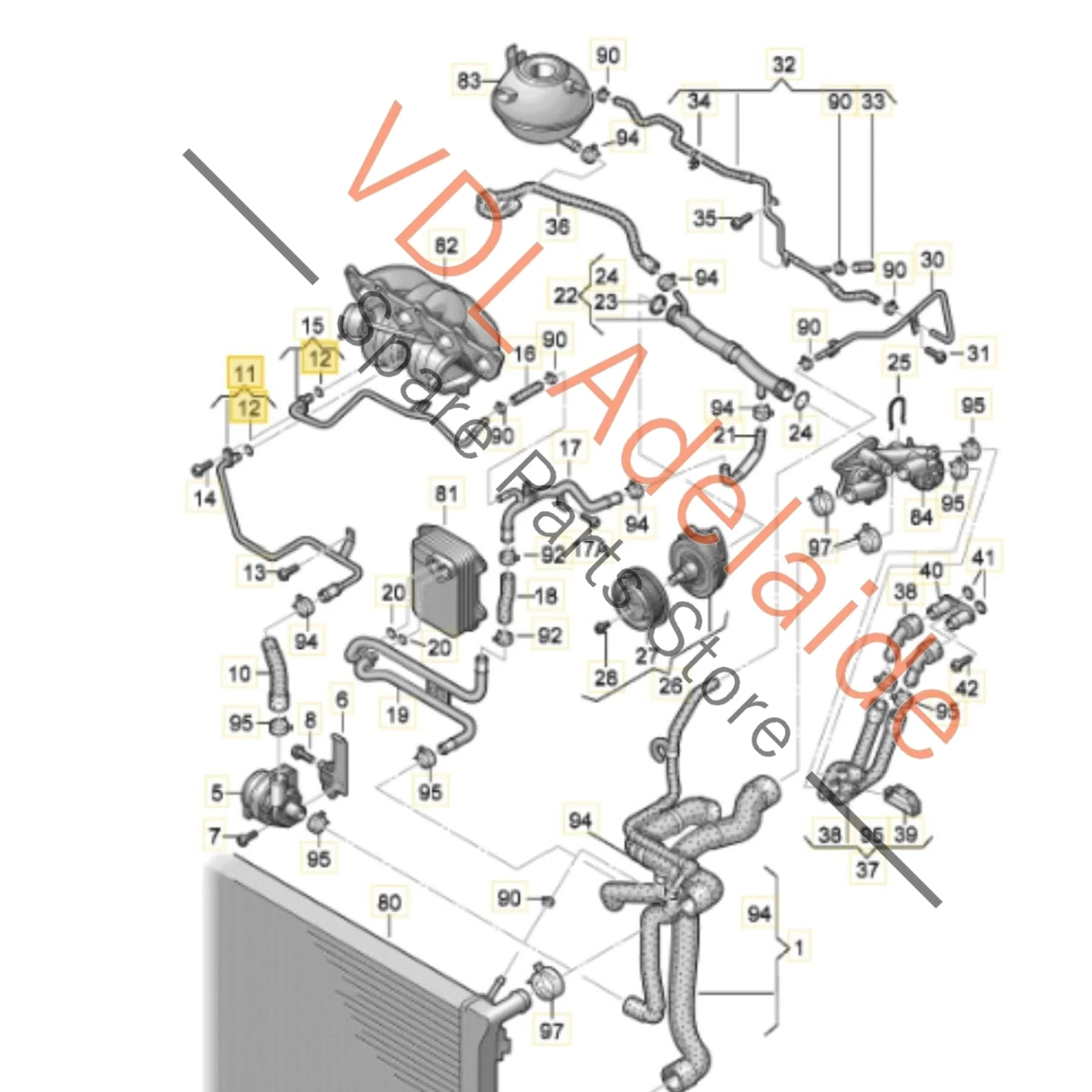 VW 1.4 TFSI CAV Turbo Coolant Feed Pipe 03C121497C - Image 2