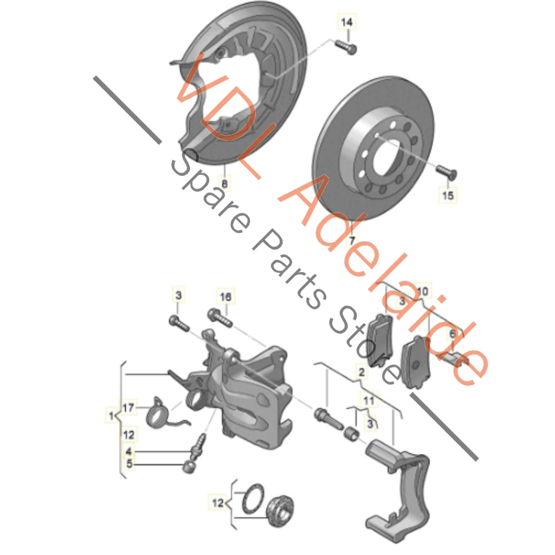 VW Polo Gti Rear Brake Caliper Set Left & Right with carriers & Bolts 6R0615423A 6R0615425A 230mm x 9mm - Image 2