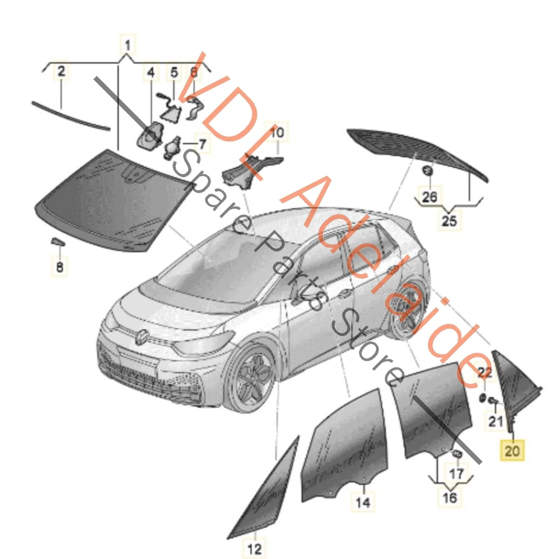 Cupra Born K11 Left Rear Door Quarter Window 10A845213G Tinted - Image 2