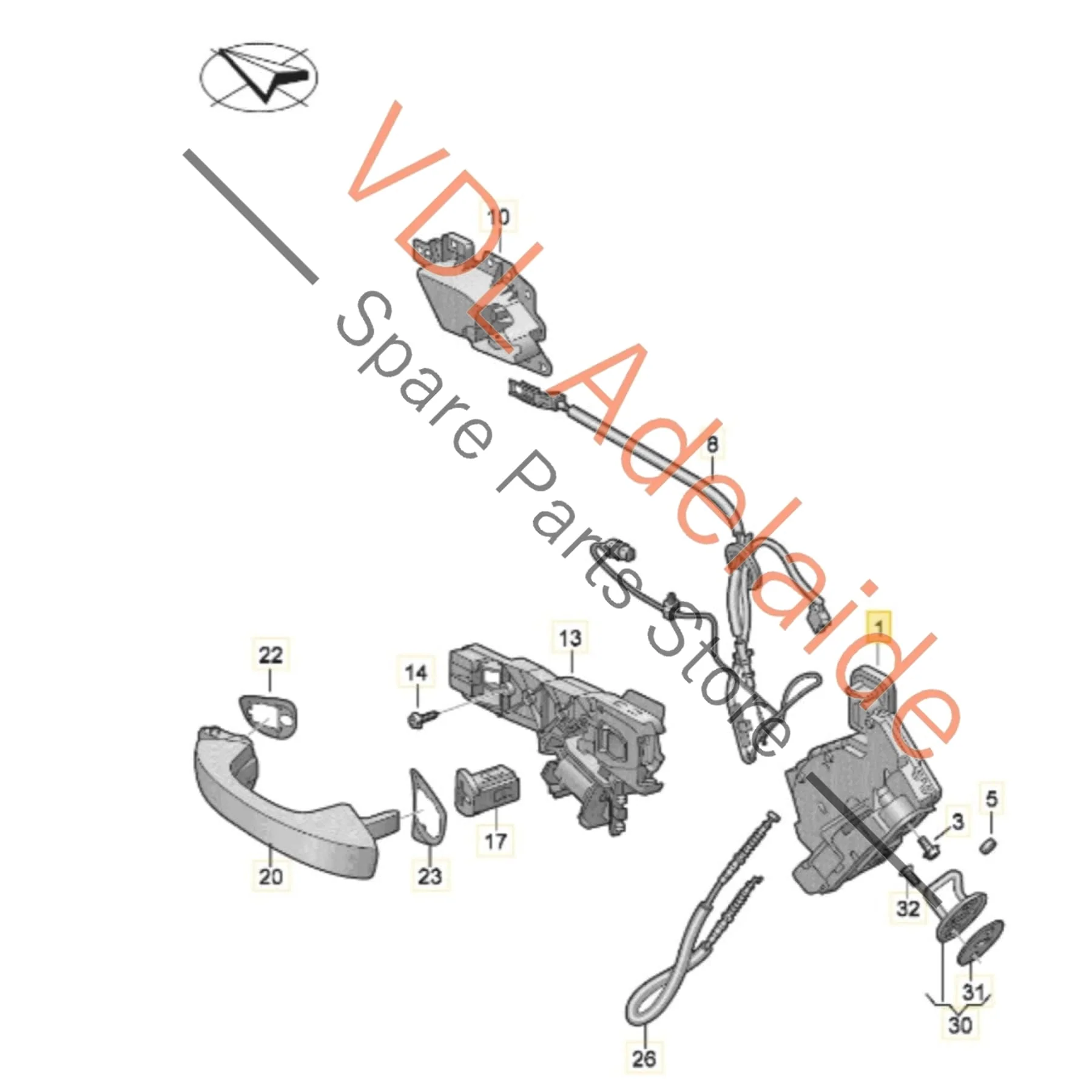 VW Audi Cupra Left Rear Door Lock Mechanism 10A839015B - Image 2
