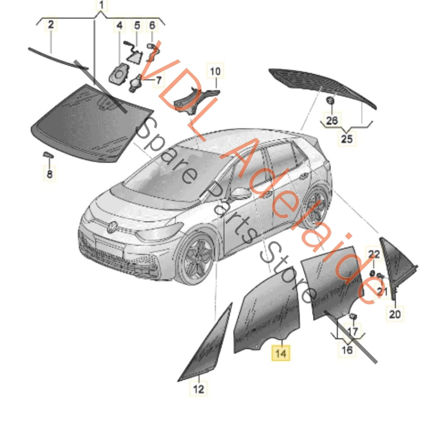 Cupra Born K11 Front Right Side Door Glass Window Dark Tinted 10A845202A - Image 2