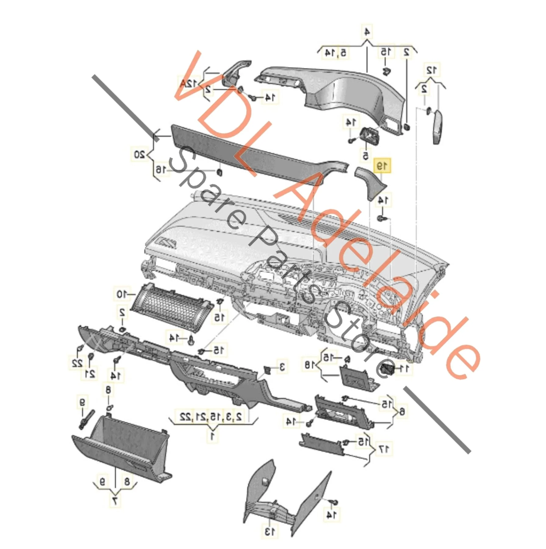 Cupra Born eBoost K11 Dashboard Trim Inlay Aluminium look 10H854378 8CJ for RHD models - Image 2